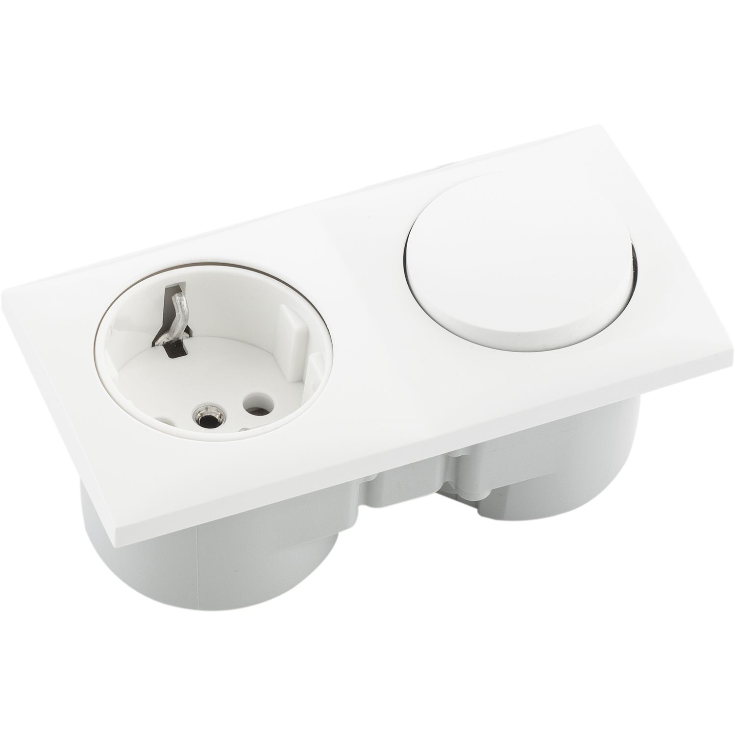 Berker Integro Flow Schalter polarweiß glänzend + Steckdose polarweiß Berker Integro Flow Schalter polarweiß glänzend + Steckdose polarweiß