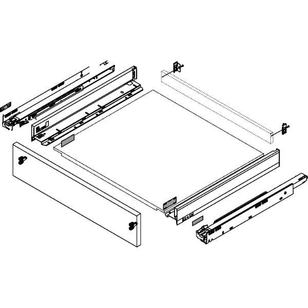 blum LEGRABOX pure SET Höhe N, TIP-ON, 40kg, NL 500, INOX