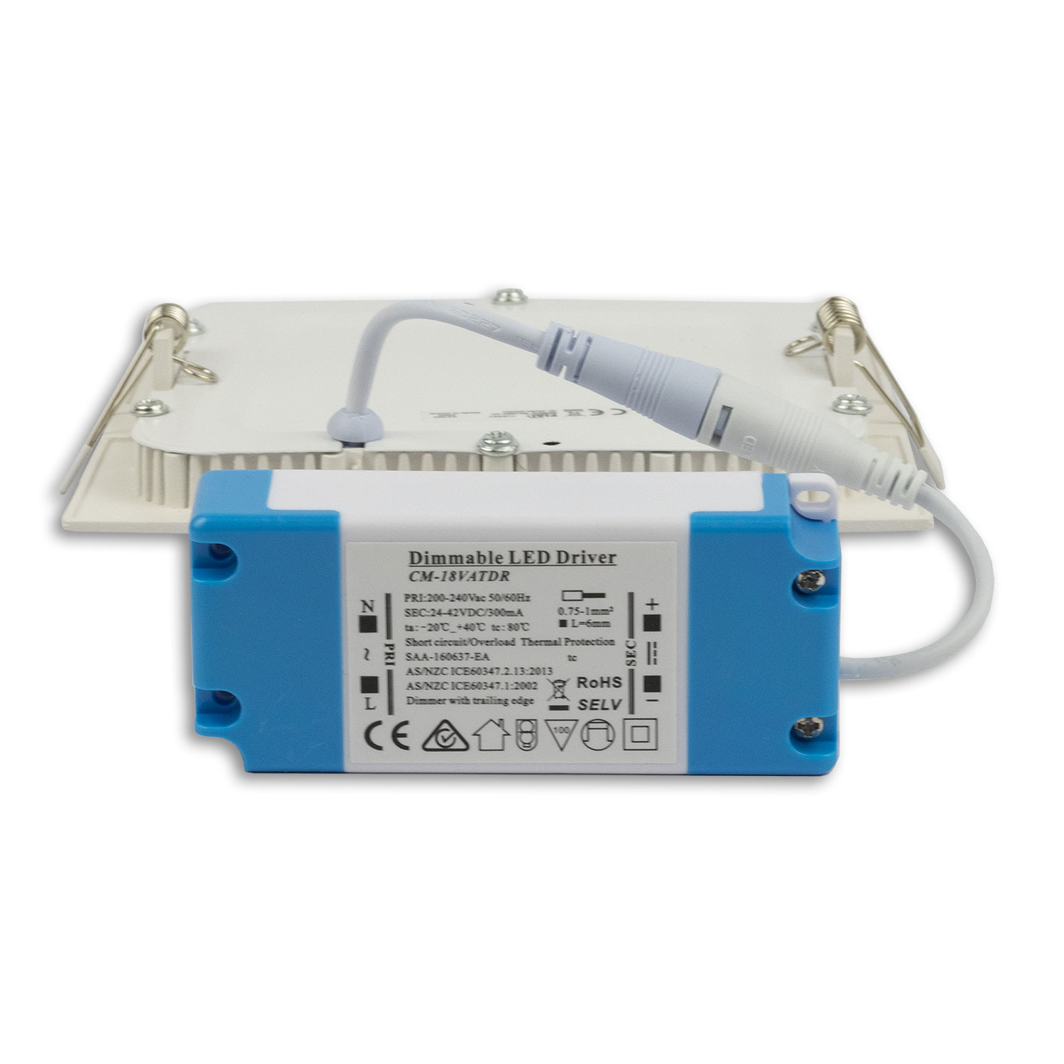 ISOLED LED Downlight 9W eckig ultraflach blendungsreduziert weiß warmweiß dimmbar CRI90
