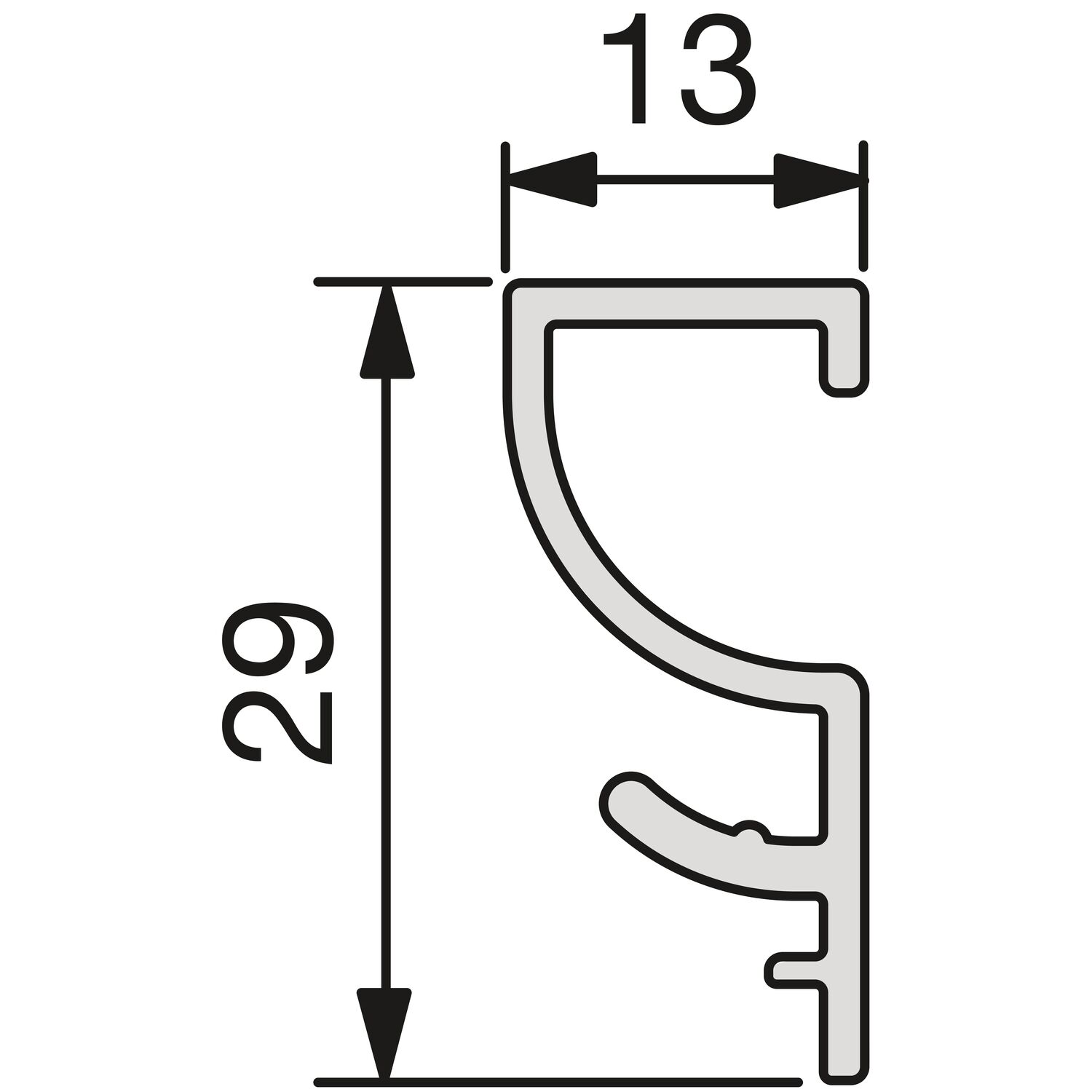 SCHÜCO Sockelsystem Sockelblende oben 5000 mm Edelstahl-Effekt