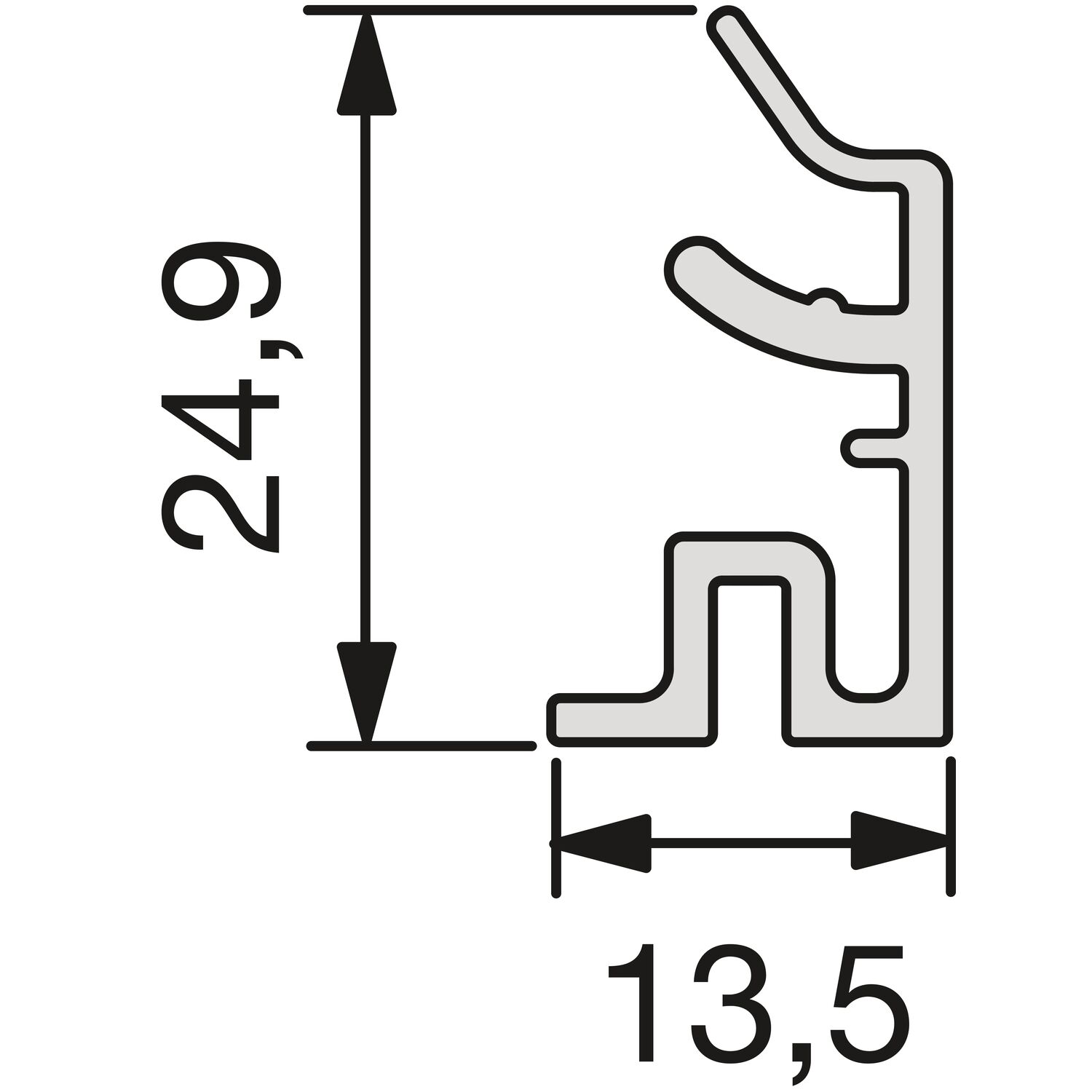 SCHÜCO Sockelsystem Sockelblenden unten 5000 mm Edelstahl-Effekt