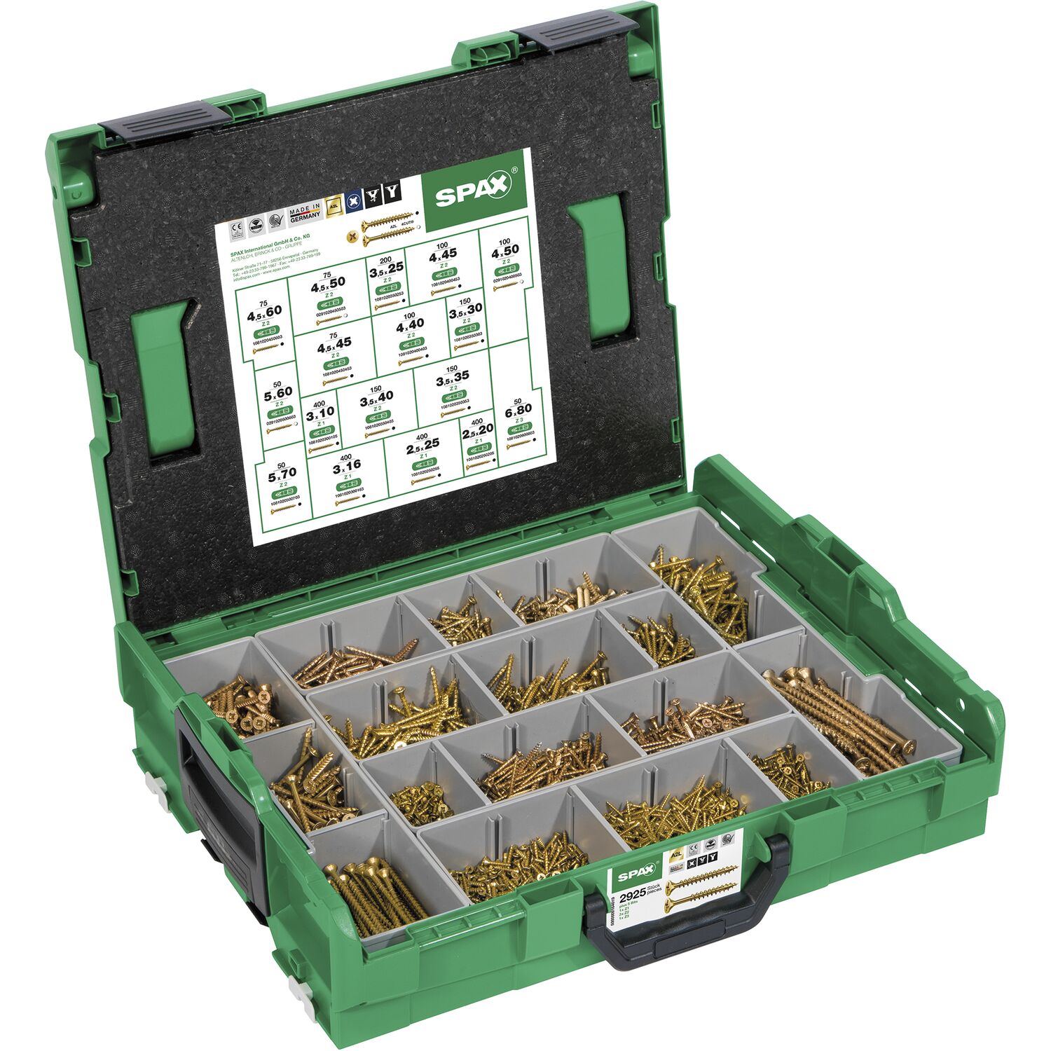 Spax Senkkopf Montagekoffer / LBOXX Pozidriv Yellox ( 2.925 Stück ) (2925Stk)
