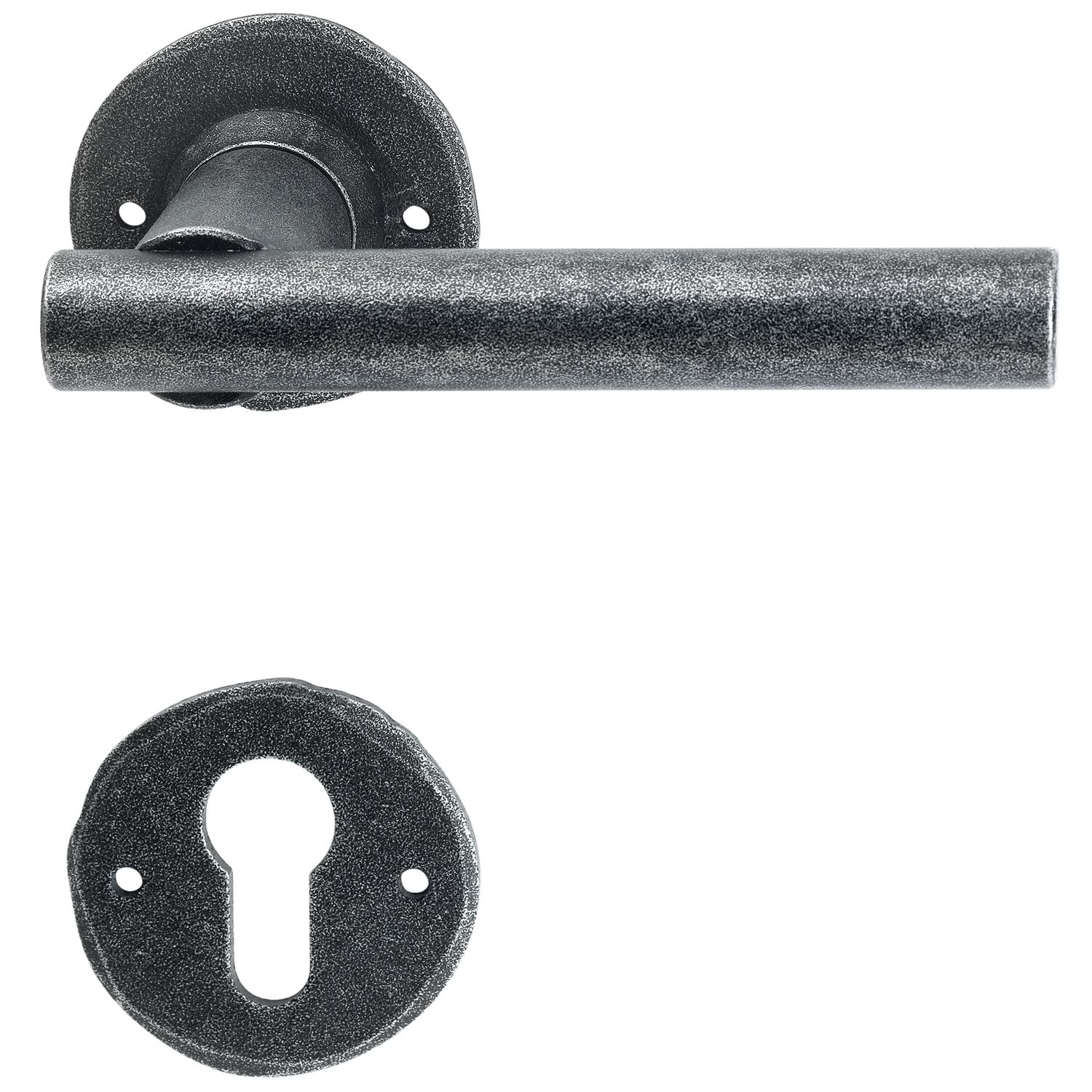 HALCÖ FH-Drückergarnitur IMST - auf Rosette PZ, TS-50, schwarz passiviert
