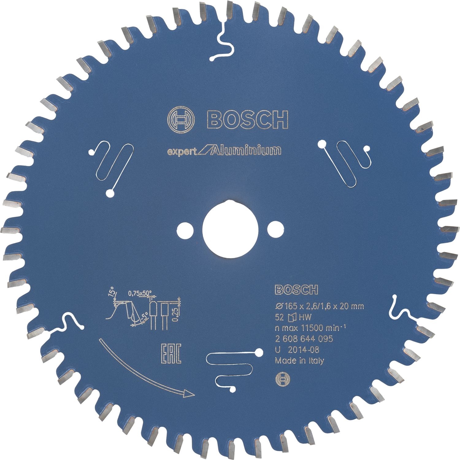 Bosch Kreissägeblatt Expert for Aluminium ø 165 x 1,6 x 20 mm ZZ 52 (HLTCG) neg.