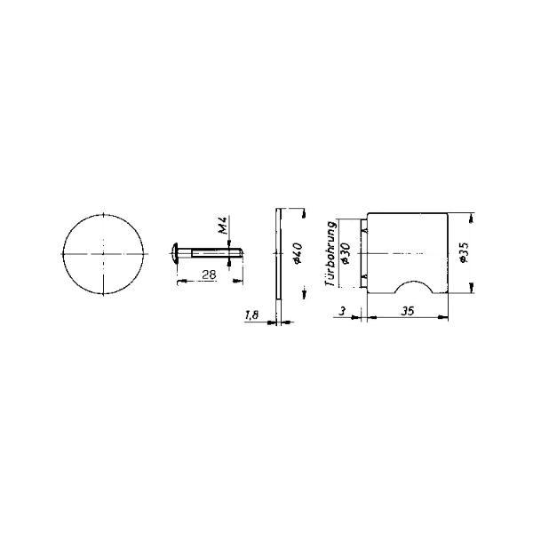 Hekna ERGO-LINE SYSTEM 30 Möbelknopf Metall ohne Funktion Zamak vernickelt matt