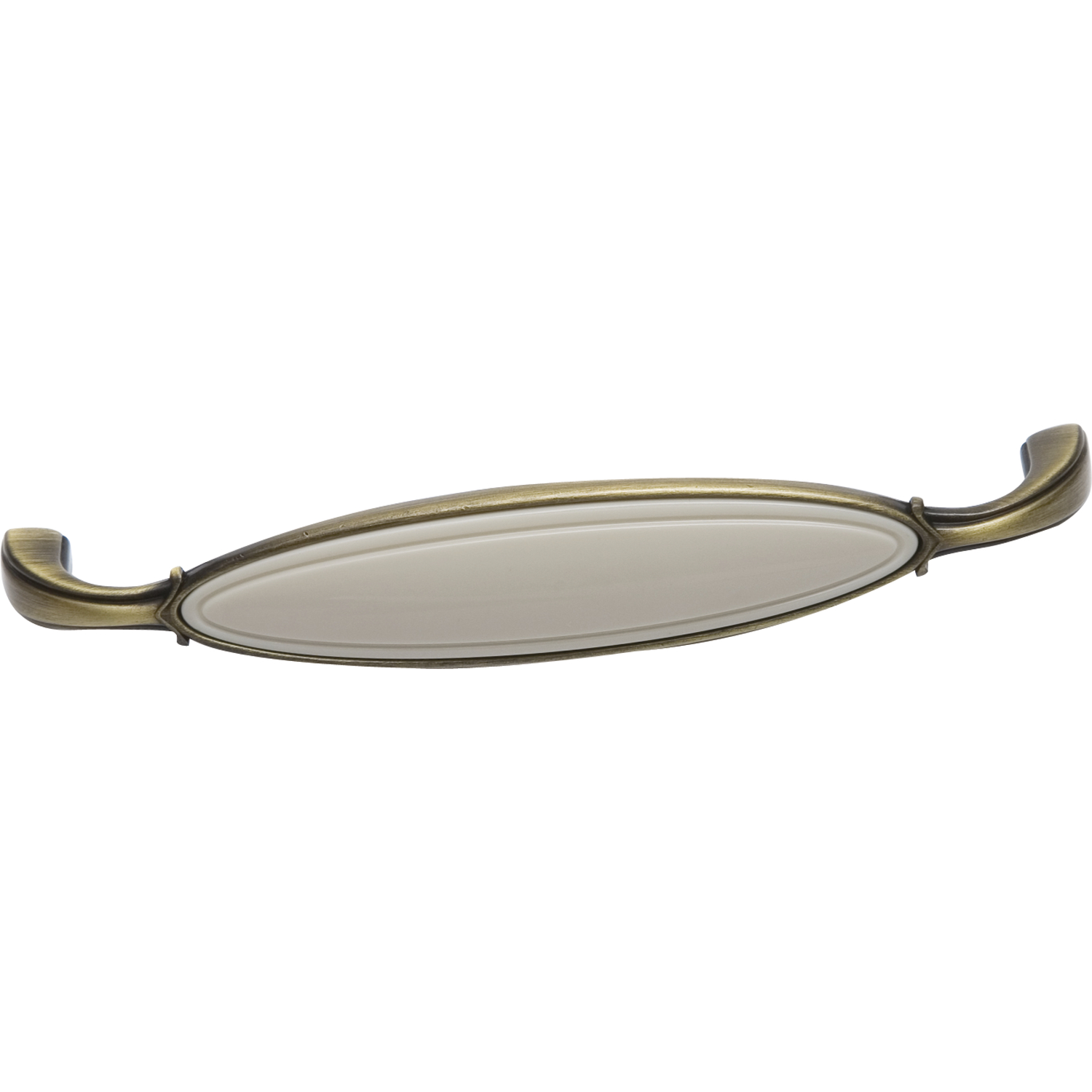 SIRO Griff Anaheim Lochabstand 96mm zink/Kunststoff altmessing brüniert/beige