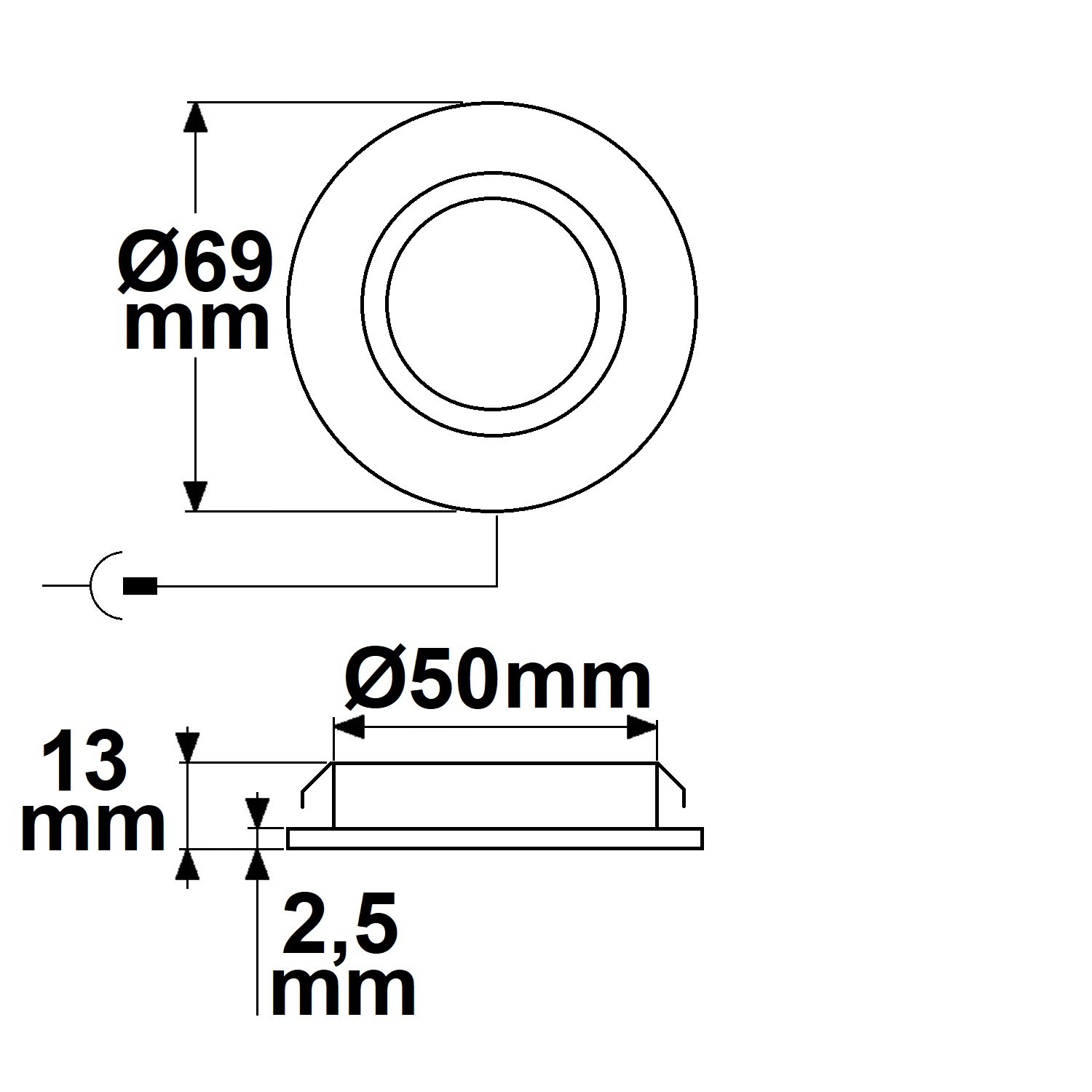 ISOLED LED Möbeleinbaustrahler Mini AMP ALU gebürstet rund 3W 120° 12V DC warmweiß 3000K dimmbar