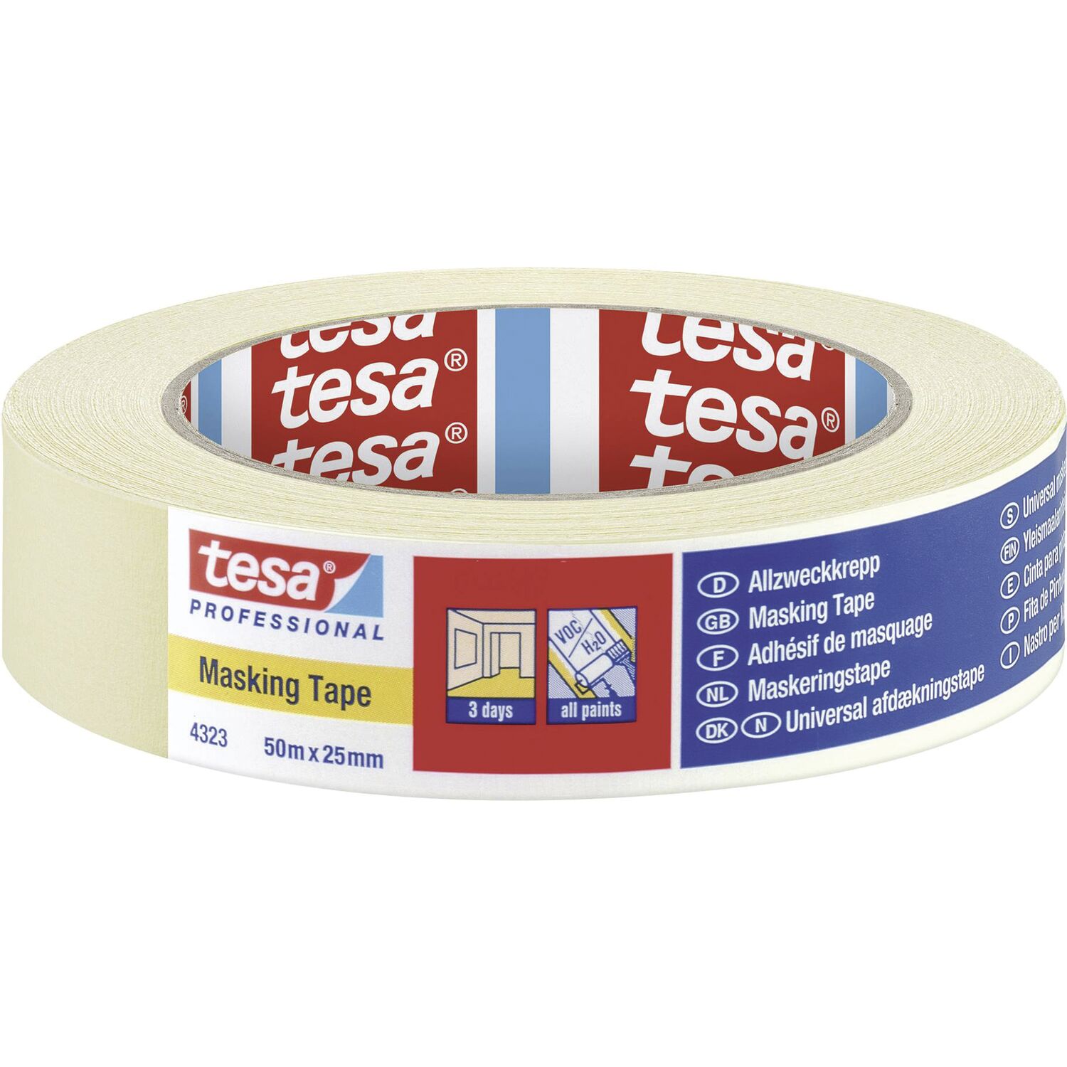 Tesa krepp Abdeckband 4323 30mm x 50 Meter (10 Stück)