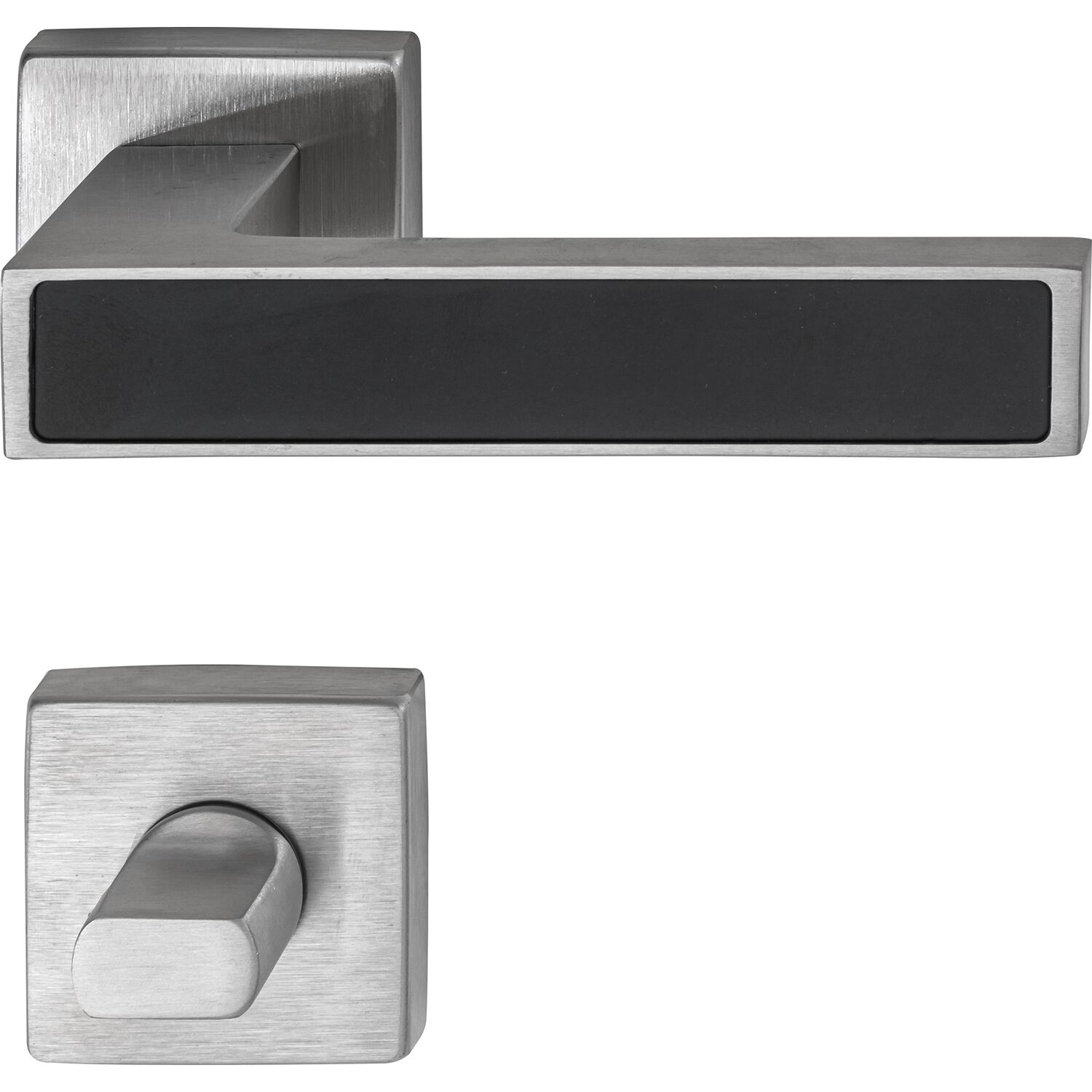 MARCHESI Drückergarnitur Inlay WC, Edelstahl matt/Inlay schwarz matt
