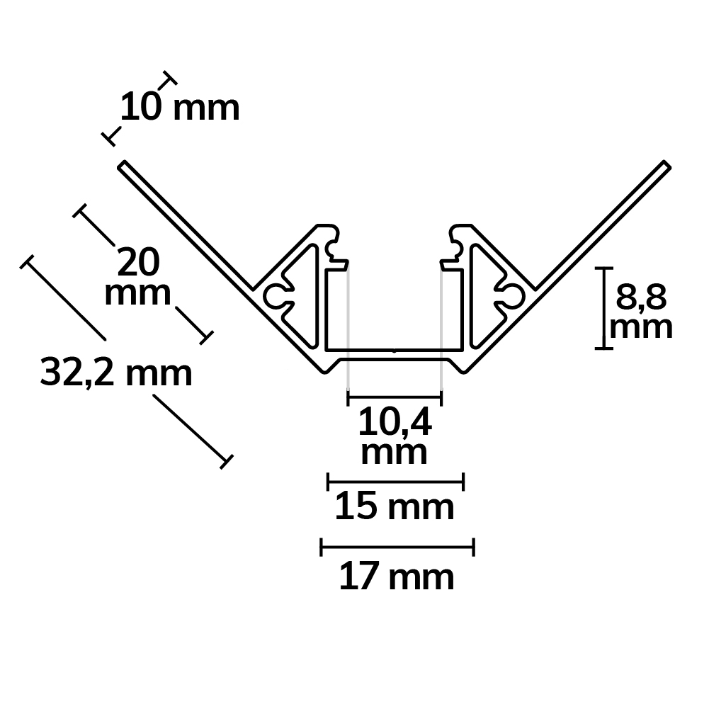ISOLED LED Fliesenprofil Inneneck 200cm