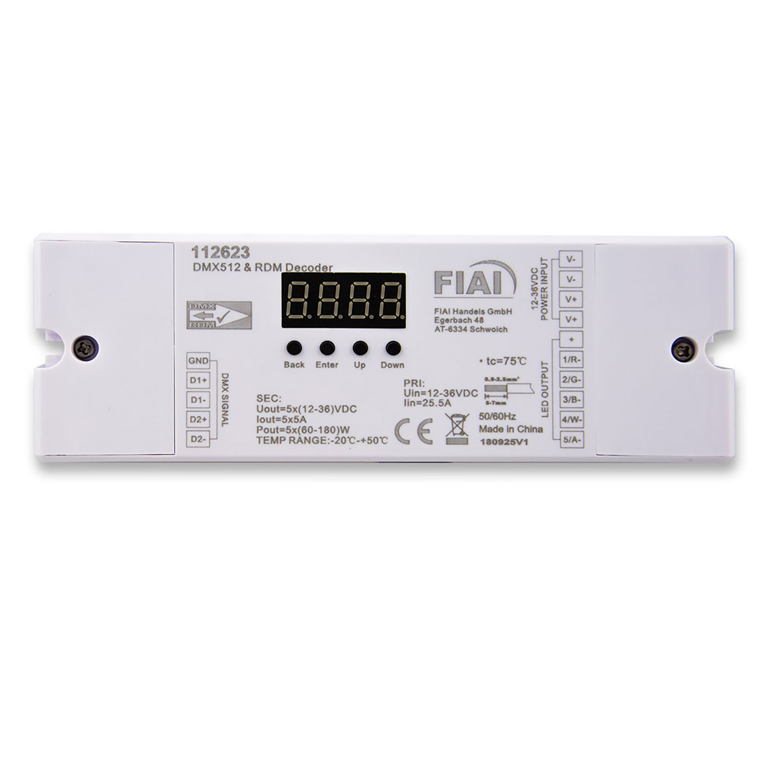 ISOLED DMX512 RDM 8/16 Bit Decoder 1-5 Kanal 12-36V 5x5A 48V 5x1.5A