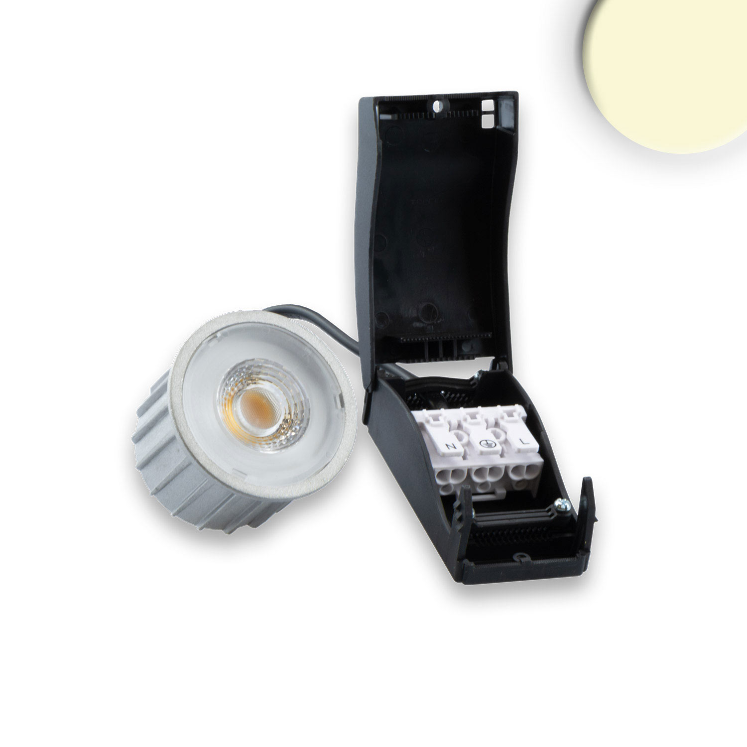 ISOLED LED Spot GU10 5W 38° 3000K externe Anschlussbox dimmbar