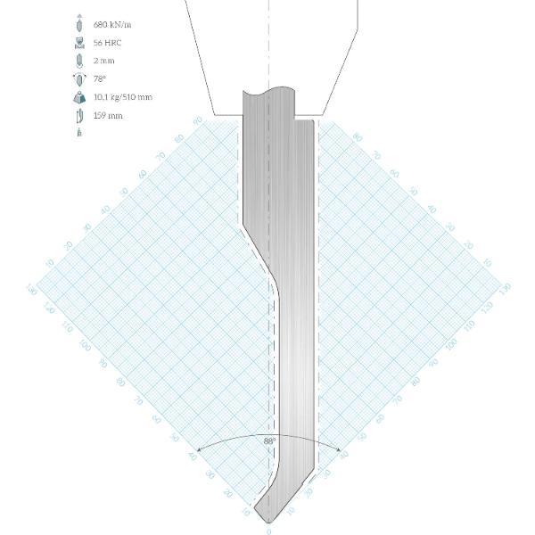 LVD Standard-Oberwerkzeug WILA-Aufnahme E10W gekröpft L=510 78° 680kN