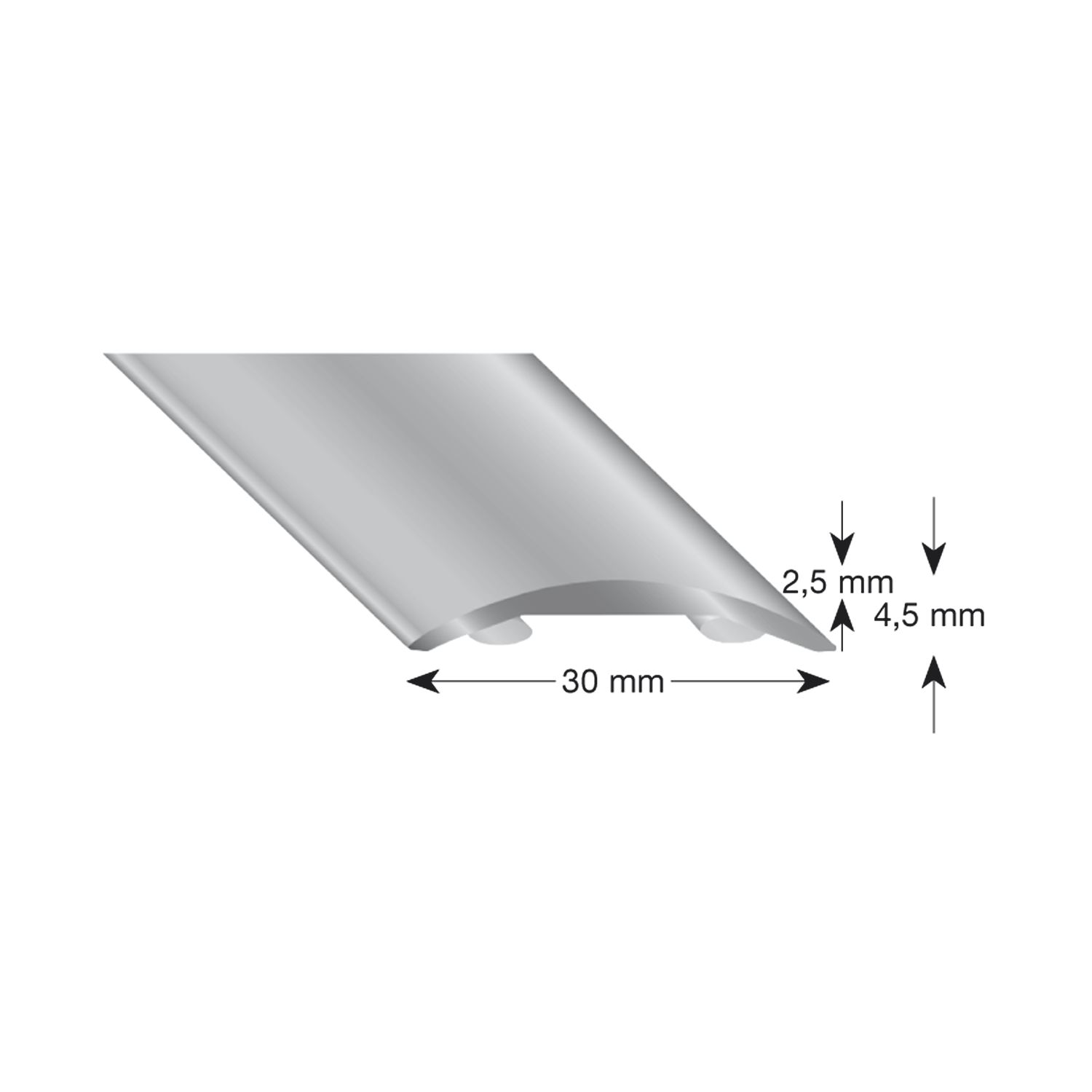 Kügele Hohlflachprofil Edelstahl, Breite 30 mm, 2700 mm