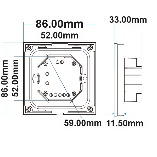 ISOLED Sys-Pro RGB+W 4 Zonen Einbau-Touch-Fernbedienung + DMX Output schwarz 230V