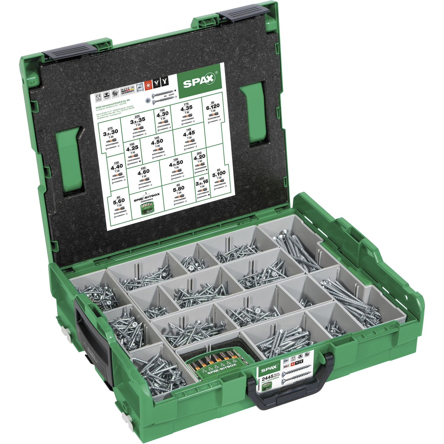Spax Senkkopf Montagekoffer / LBOXX TSTAR plus WiroxSilber ( 2.445 Stk ) (2445Stk)
