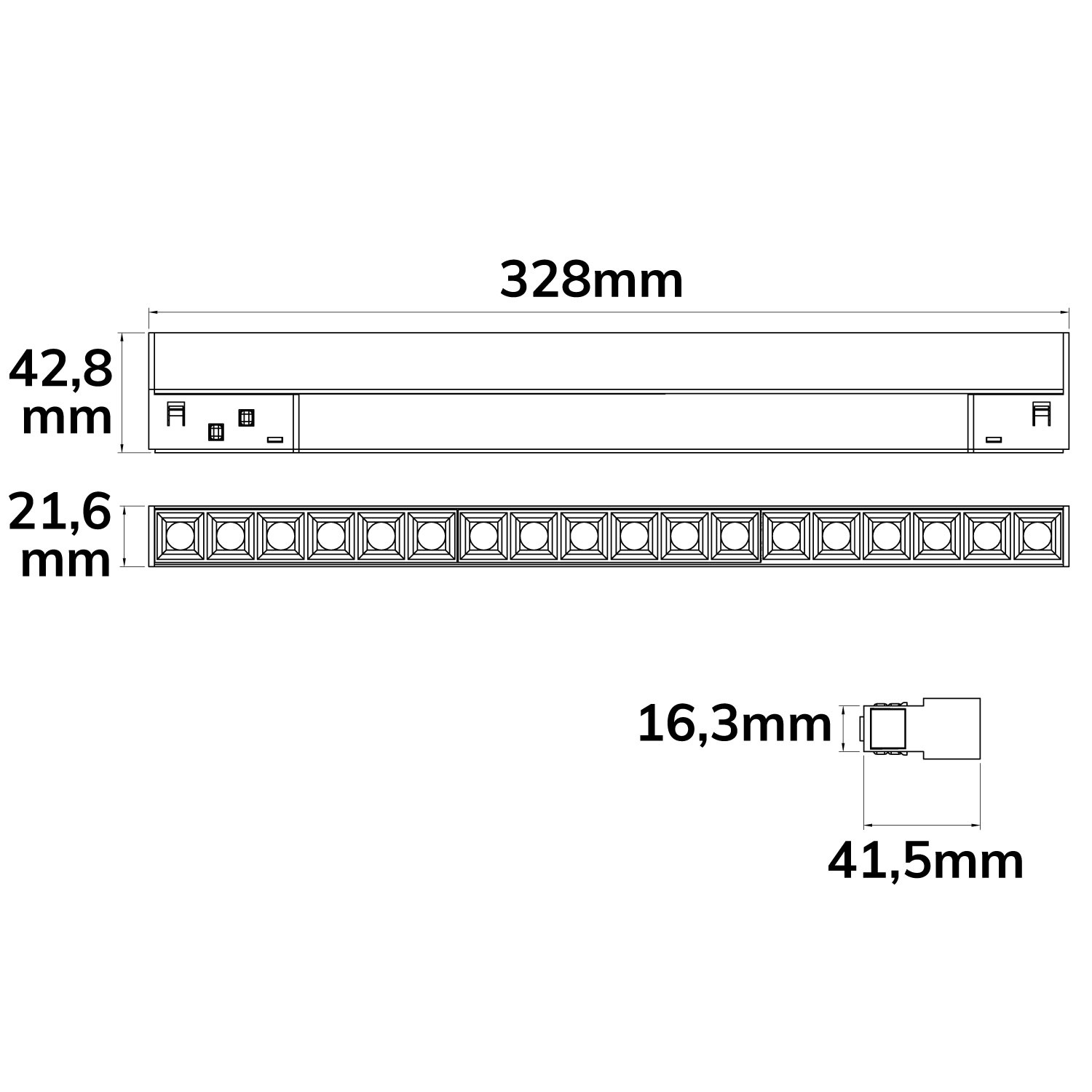 ISOLED Track48 Leuchte 32cm schwarz 18W 36° UGR