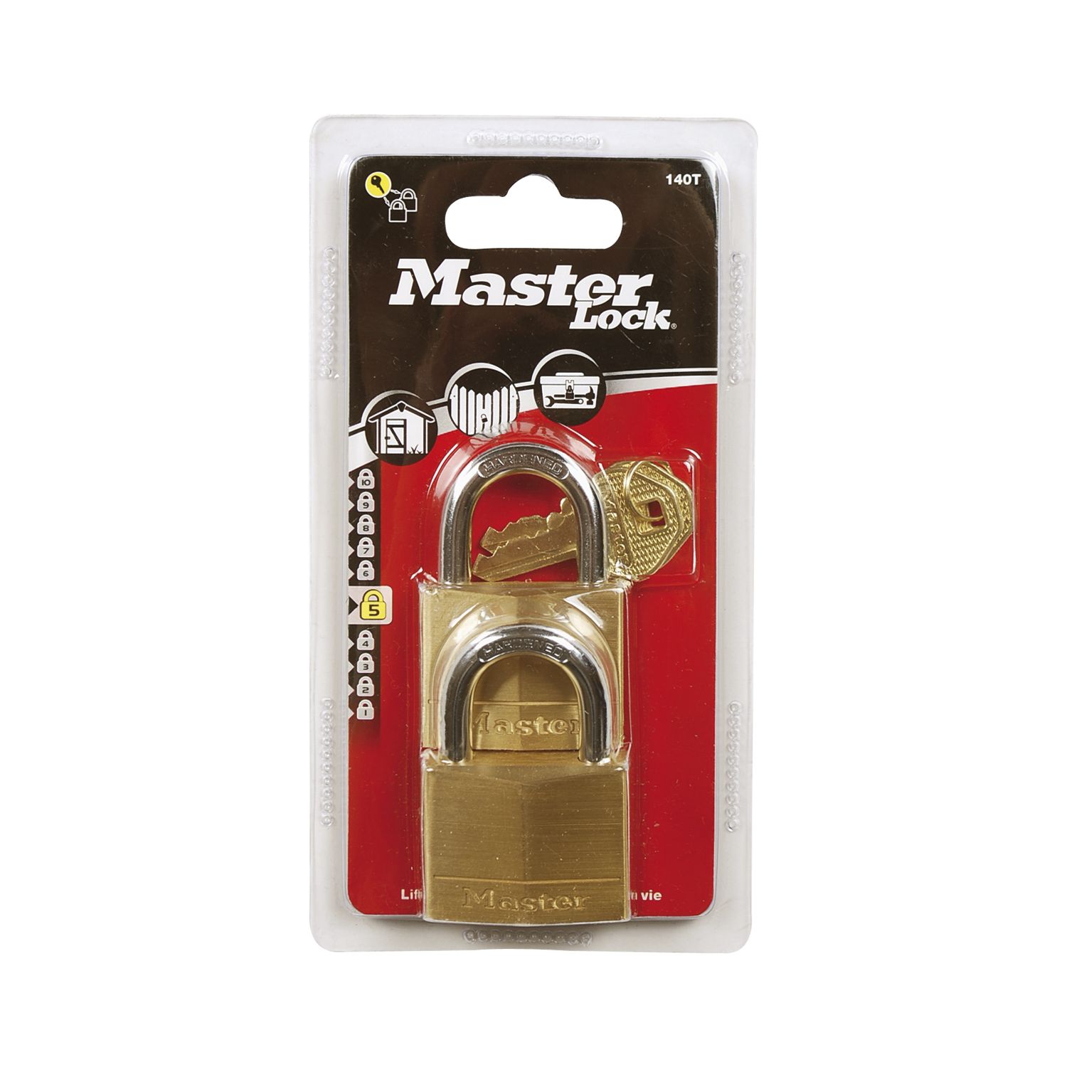 Master Lock Vorhangschloss 140 EURT Messing, Breite 40 mm, gleichsperrend