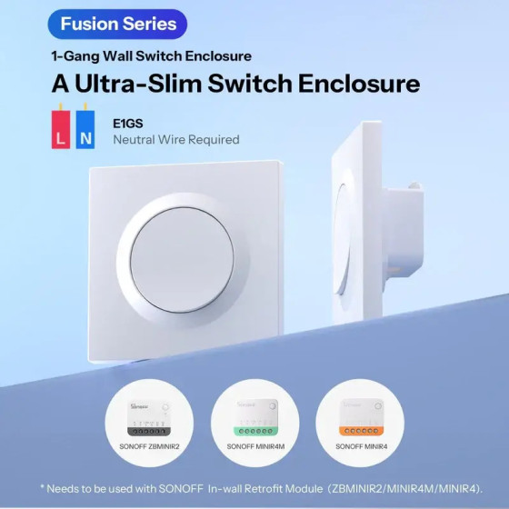 Sonoff Fusion Serie 1-Fach Wand-Schaltergehäuse E1GS