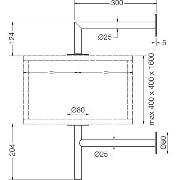 Drehgarderoben-Beschlagset Goa mit Flansch, Stahl schwarz (RAL 9005) seidenmatt