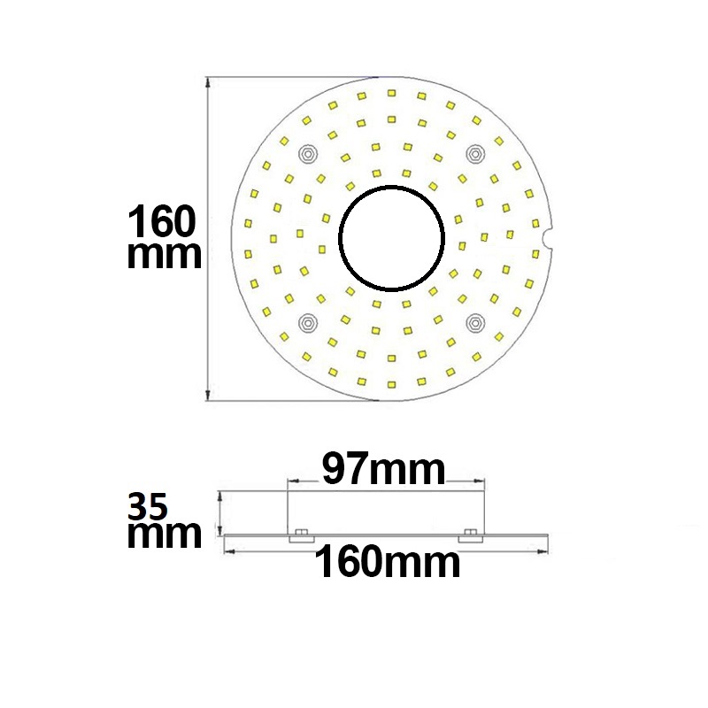 ISOLED LED Umrüstplatine 160mm 14W warmweiß mit Haltemagnet und HF-Bewegungssensor