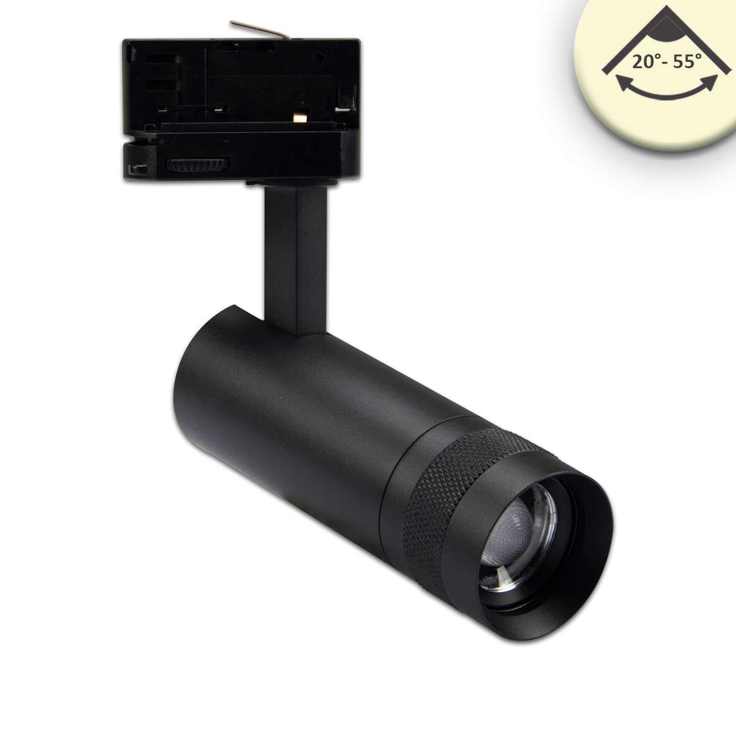 ISOLED 3-Phasen Schienen-Strahler fokussierbar 8W 20°-55° schwarz matt 3000K dimmbar
