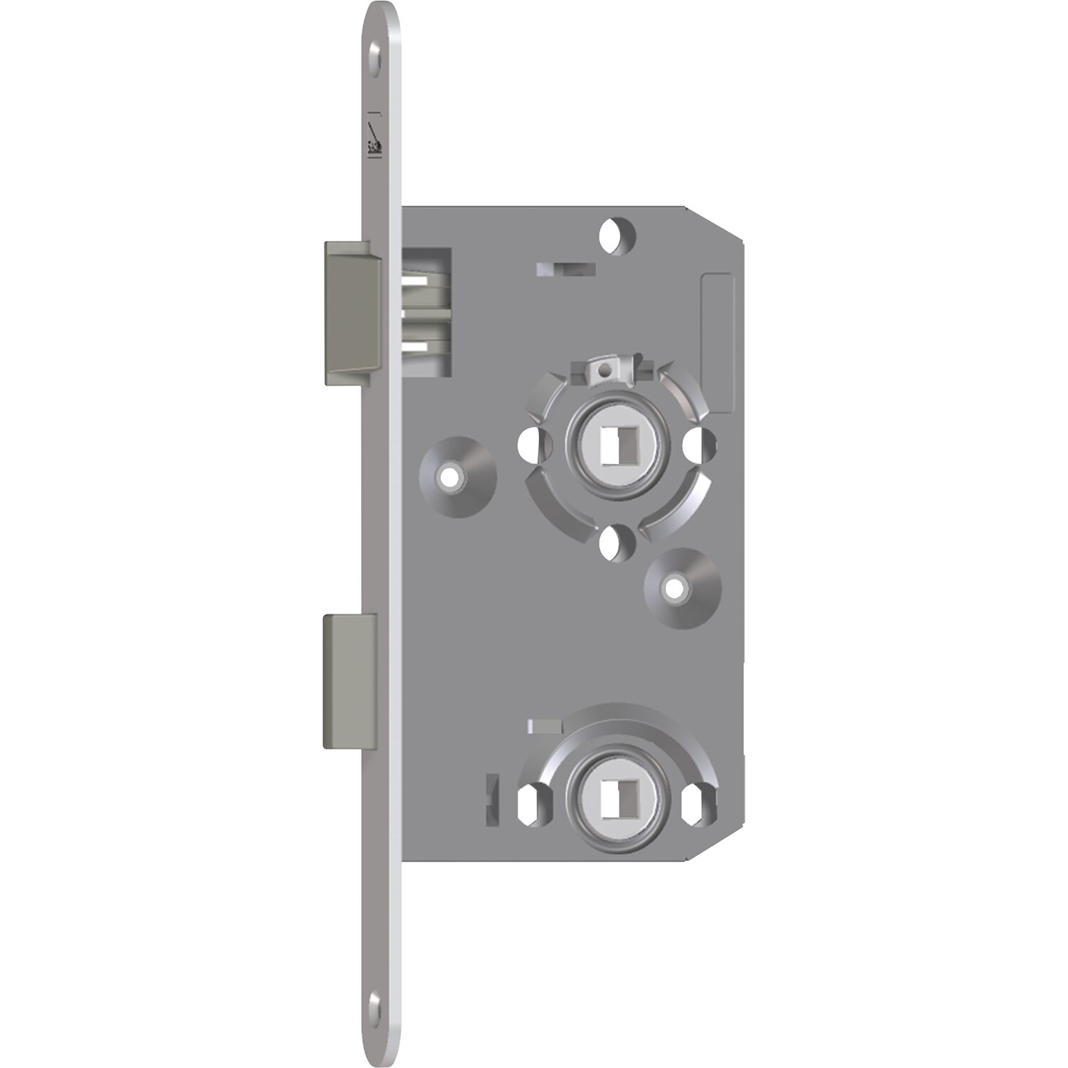 SAG Einstemmschloss 1 413000 WC, DM 55,Stulp 235x20x3mm,links, silber lackiert