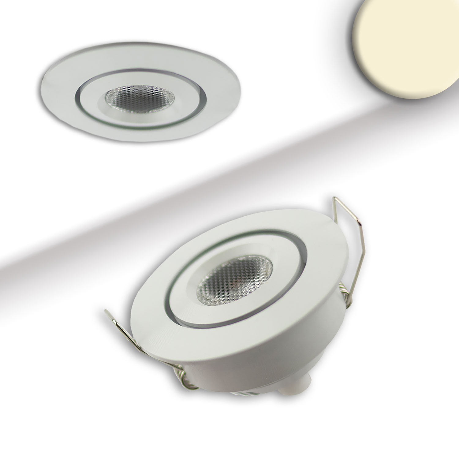 ISOLED LED Einbauleuchte MiniAMP weiß 3W 12V DC warmweiß dimmbar 100cm Kabel