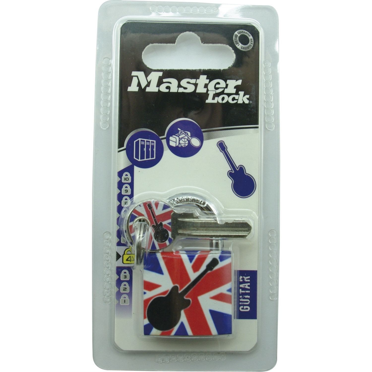Master Lock Vorhangschloss "Guitar" mit Schlüssel, Breite 30 mm, verschsp., SB