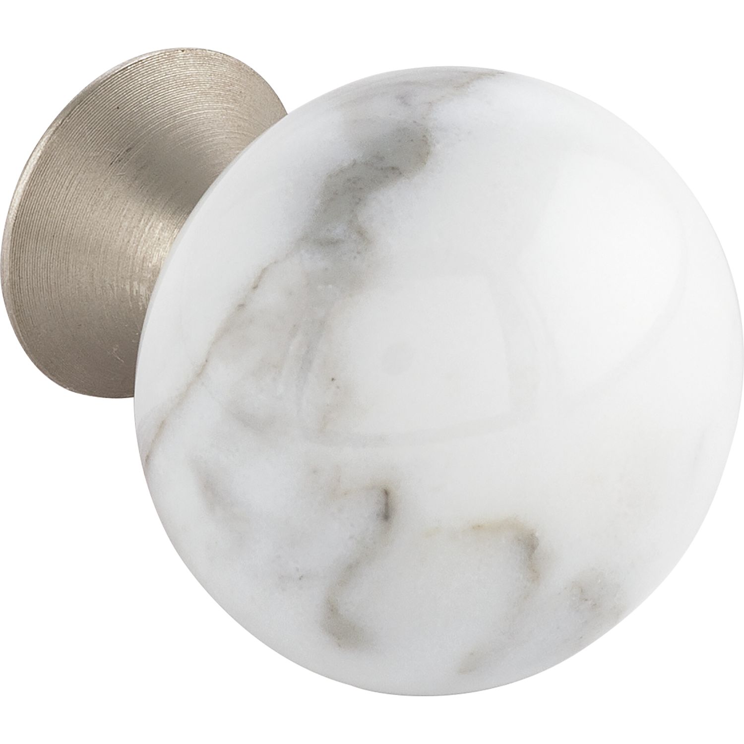 Knopf Bead Straight ø 28 mm, Porzellan/ZN marmor weiß/Edelstahl Effekt