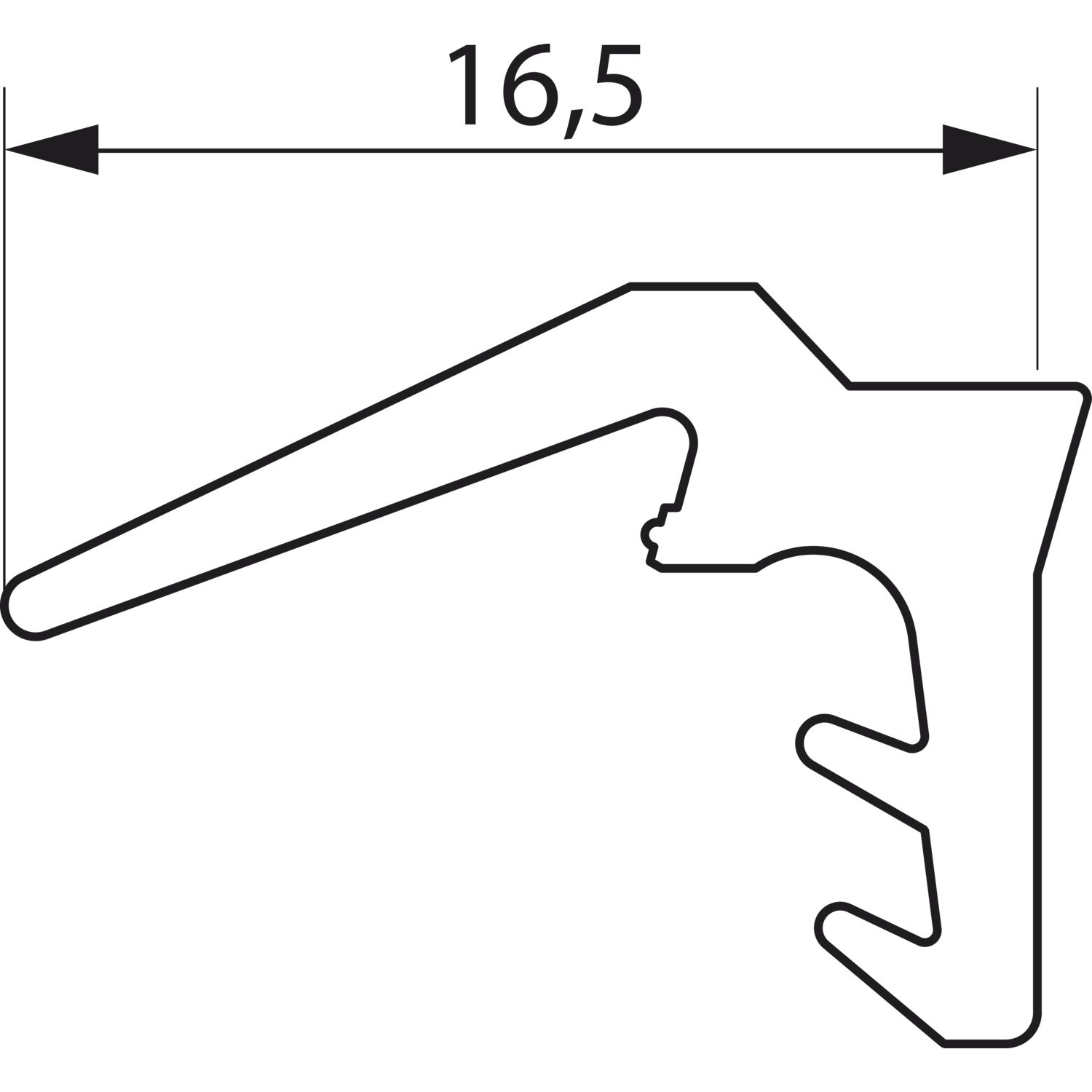 GU HS Dichtungsprofil P1156 oben, für Führungsschiene, schwarz