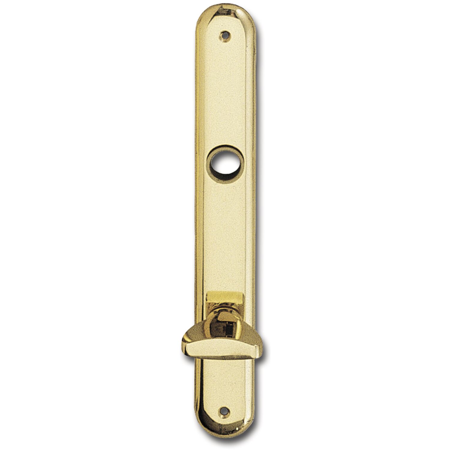 Grundmann Langschild ELEGANT, WC 90, m. Drehknopf, Messing poliert