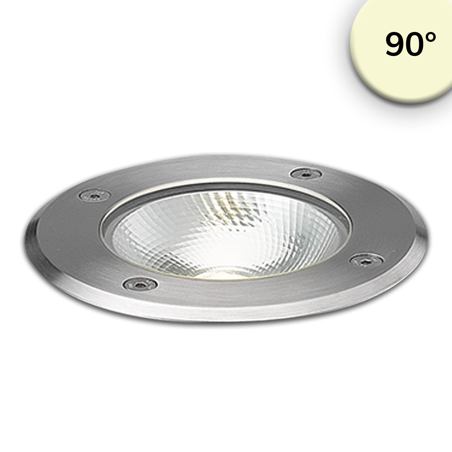 ISOLED LED Bodeneinbaustrahler rund Edelstahl IP67 7W COB 90° warmweiß