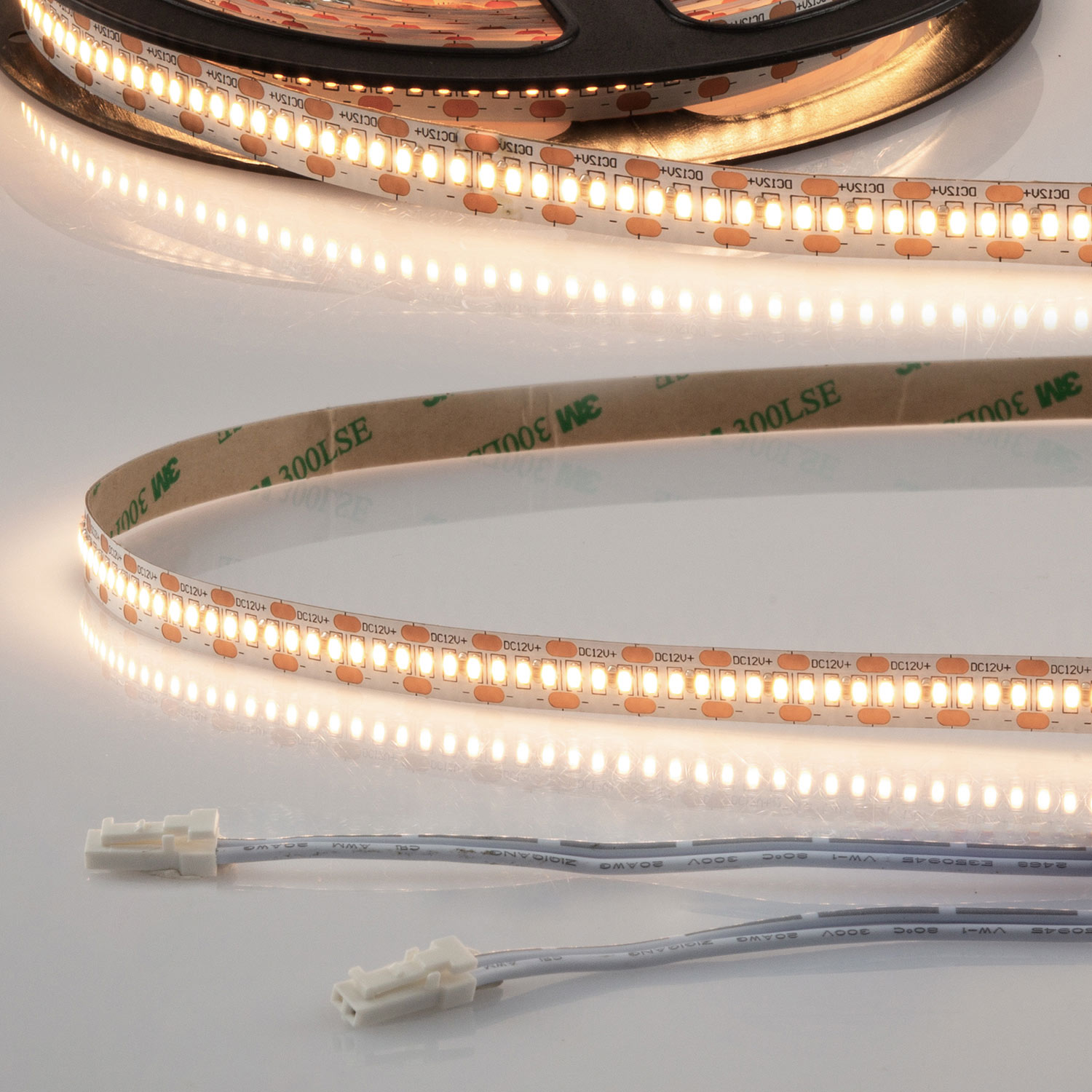 ISOLED LED CRI930 MiniAMP Flexband 12V DC 6W IP20 3000K 500cm beids. 30cm Kabel + maleAMP 300 LED/m