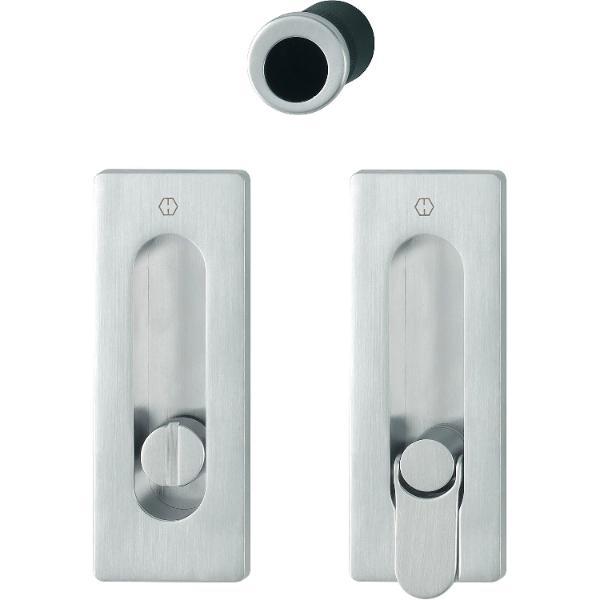 Hoppe HOPPE Schiebetürmuschel Set M464 - WC,eckige Rosette,Messing verchromt satiniert