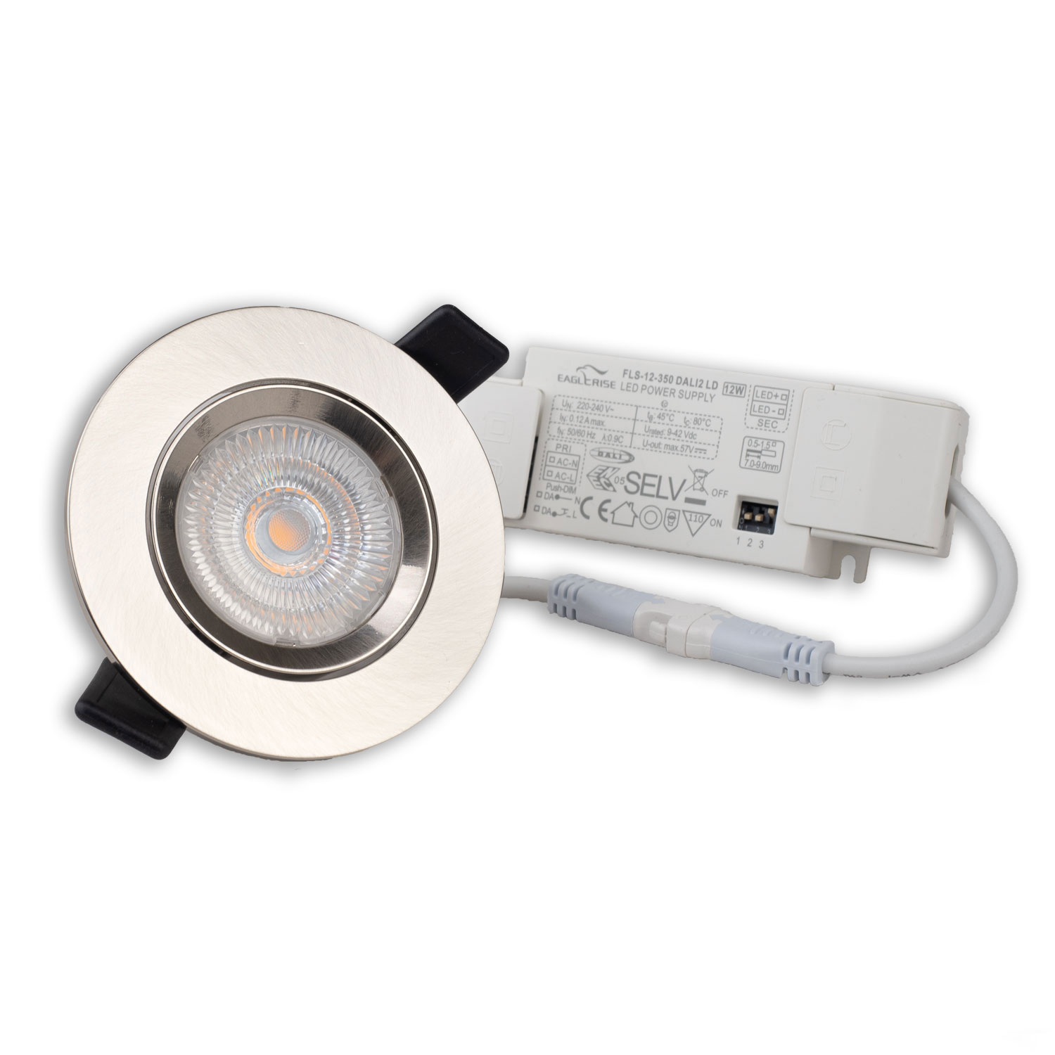 ISOLED LED Einbauleuchte Slim68 Alu gebürstet rund 9W warmweiß DALI dimmbar