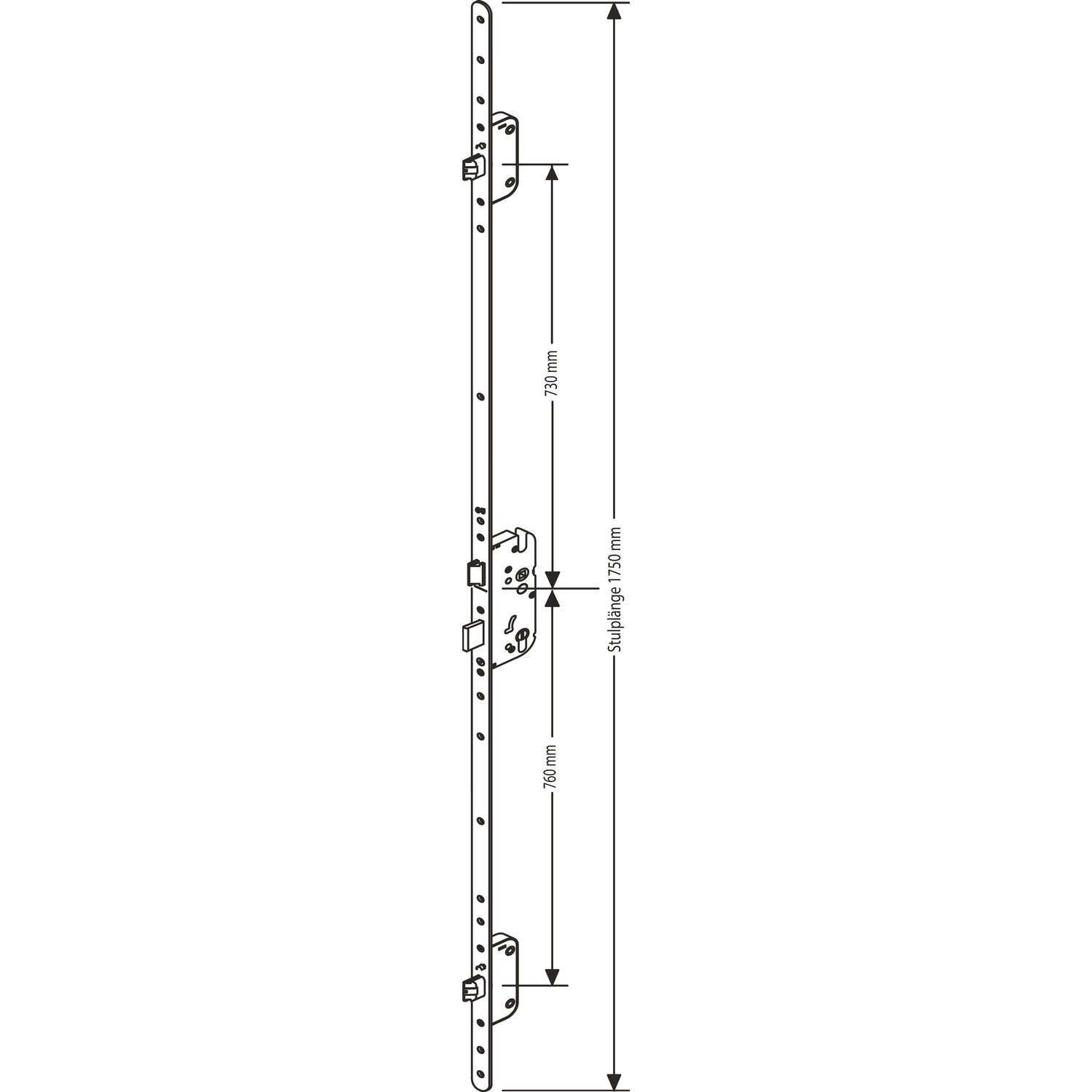 GU MFV-Schloss Secury Automatic DIN, DM 65,Rundstulp 1750 x 20 x 3mm, silber