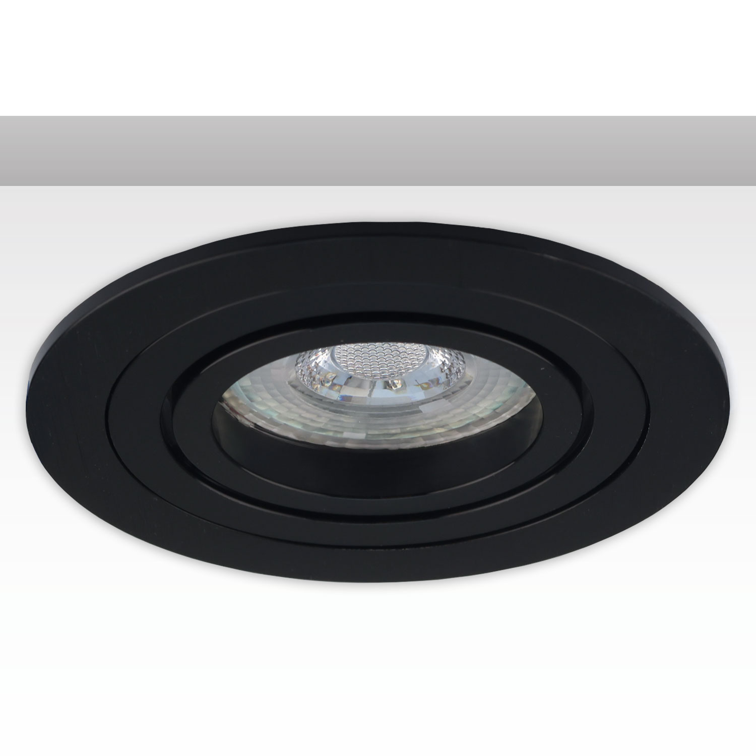 ISOLED Einbaurahmen rund Loch 80mm schwarz + schwarz für GU10/MR16 Spots