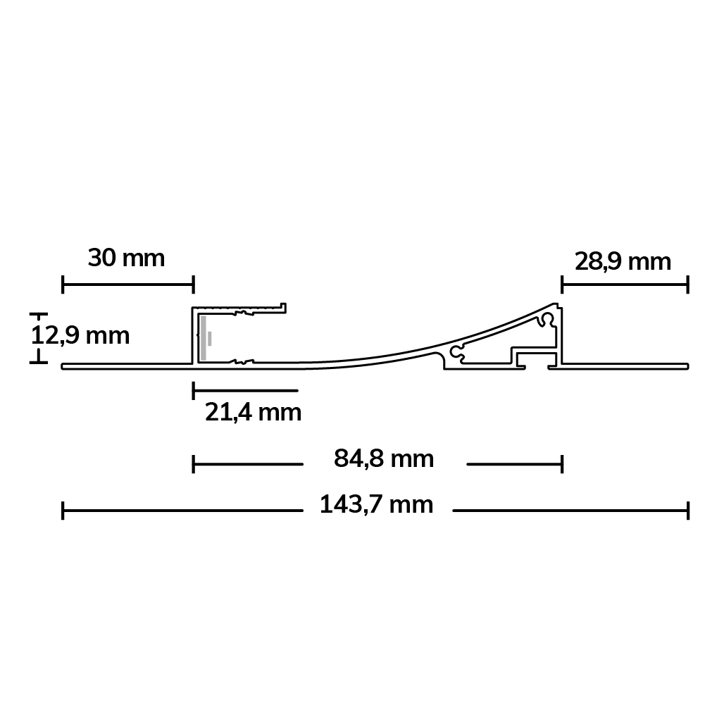 ISOLED LED Trockenbau-Leuchtenprofil Single Curve 200cm