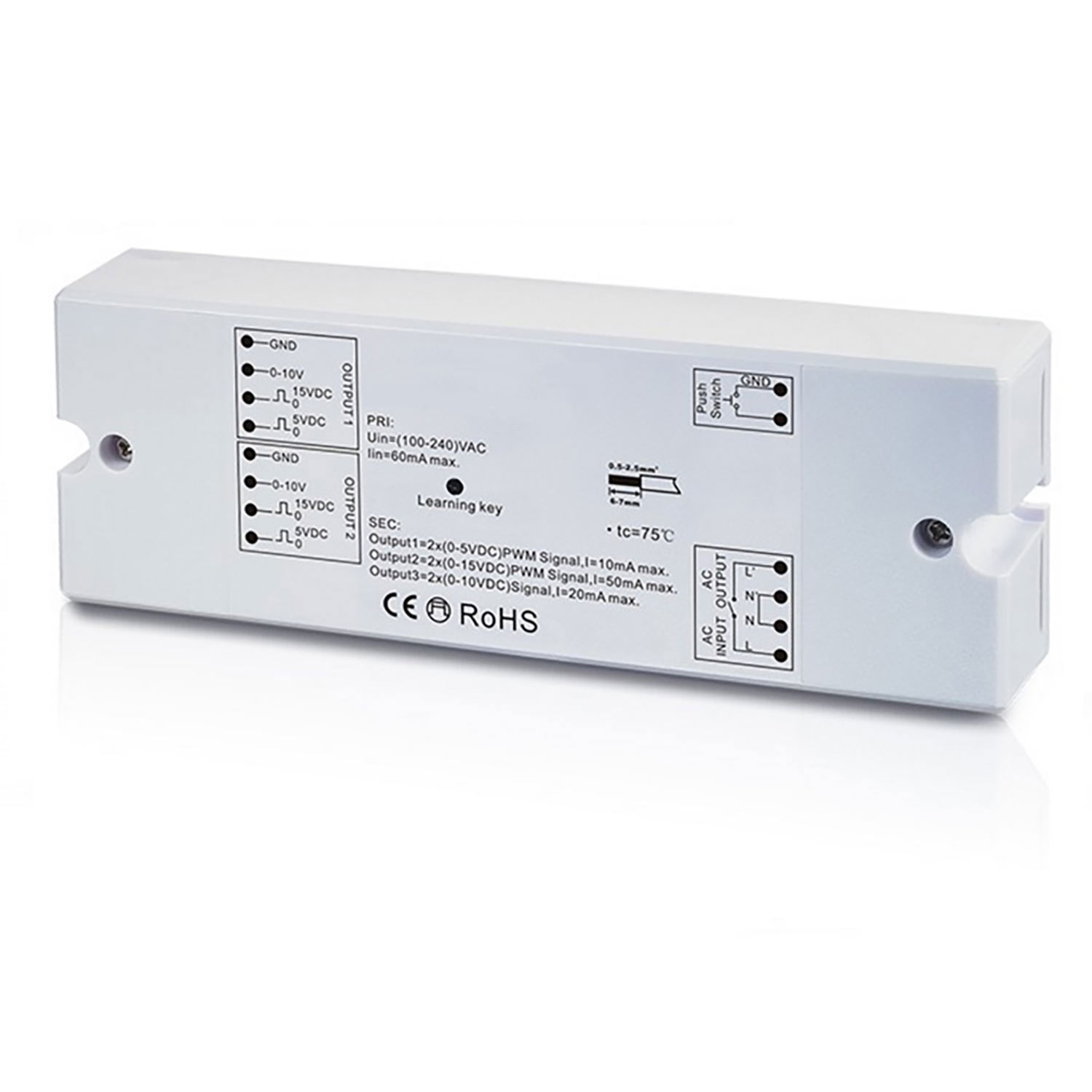 ISOLED Sys-One Funk/Push Dimmer 0-10V Output 2.000W Schaltrelais 230V