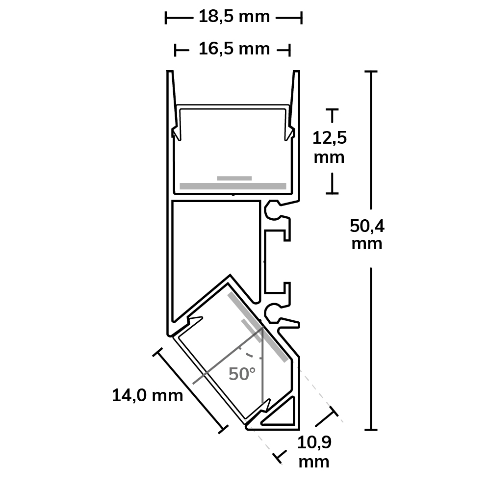 ISOLED LED Aufbauleuchtenprofil HIDE ASYNC Aluminium schwarz RAL 9005 200cm