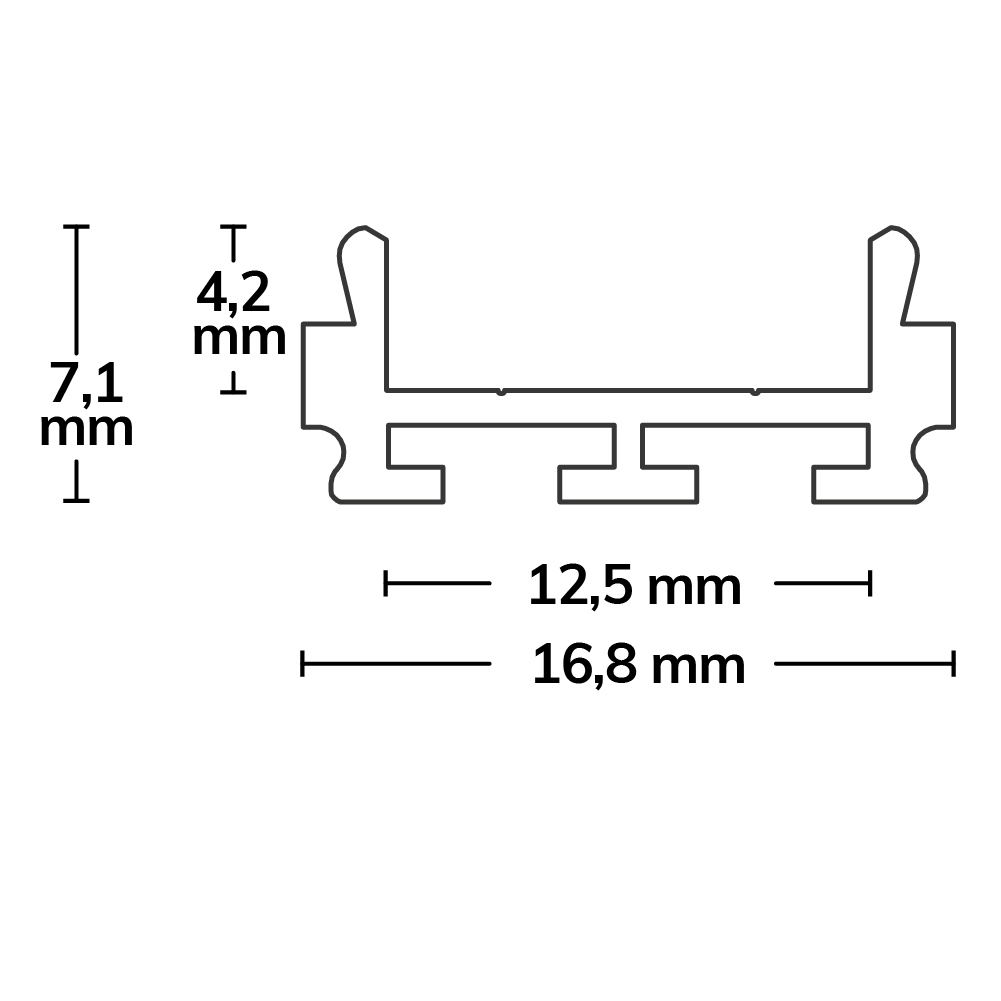 ISOLED LED Aufbauprofil SURF12 RAIL Aluminium eloxiert 200cm