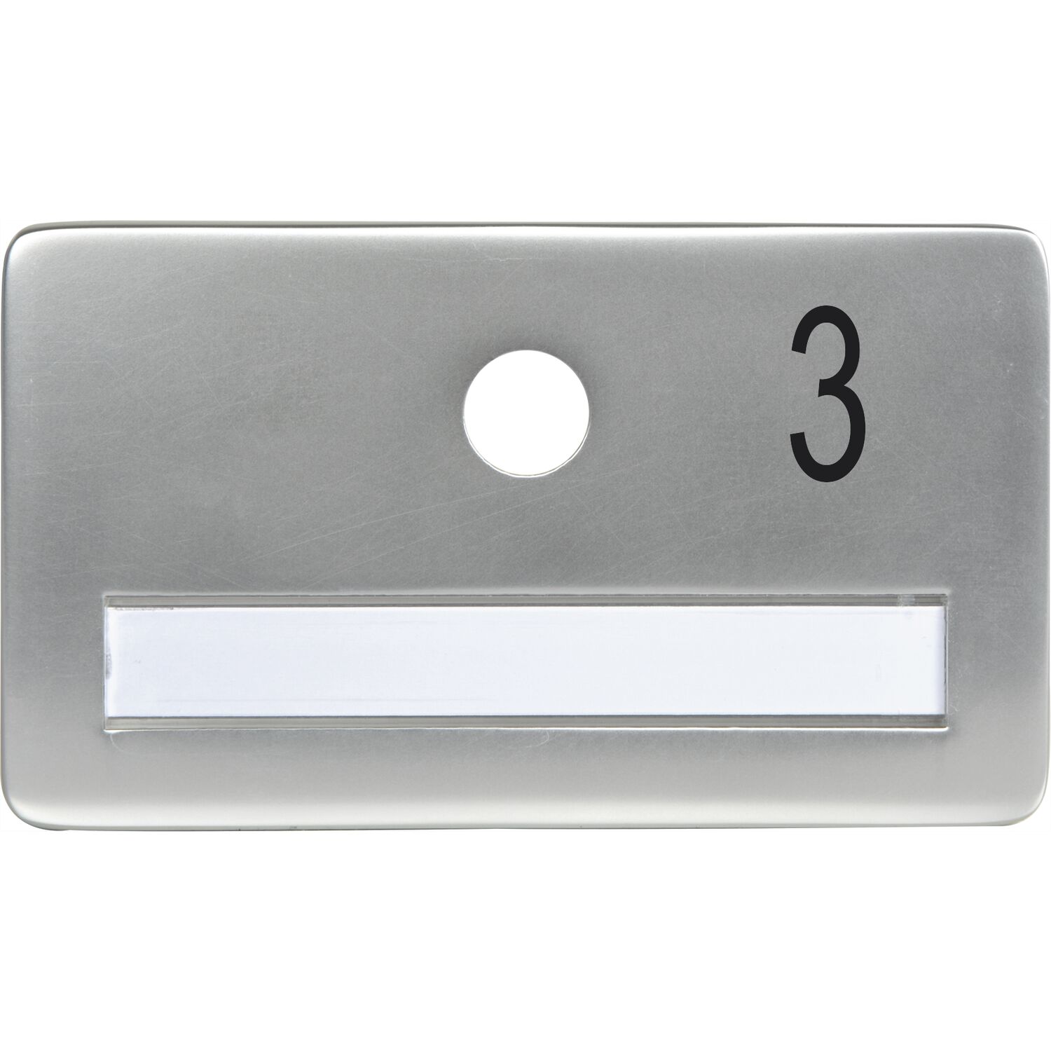 SOLIDO Namensschild ohne Spion, Bohrung ø 14, Alu silber eloxiert, Gravur Nr. 3