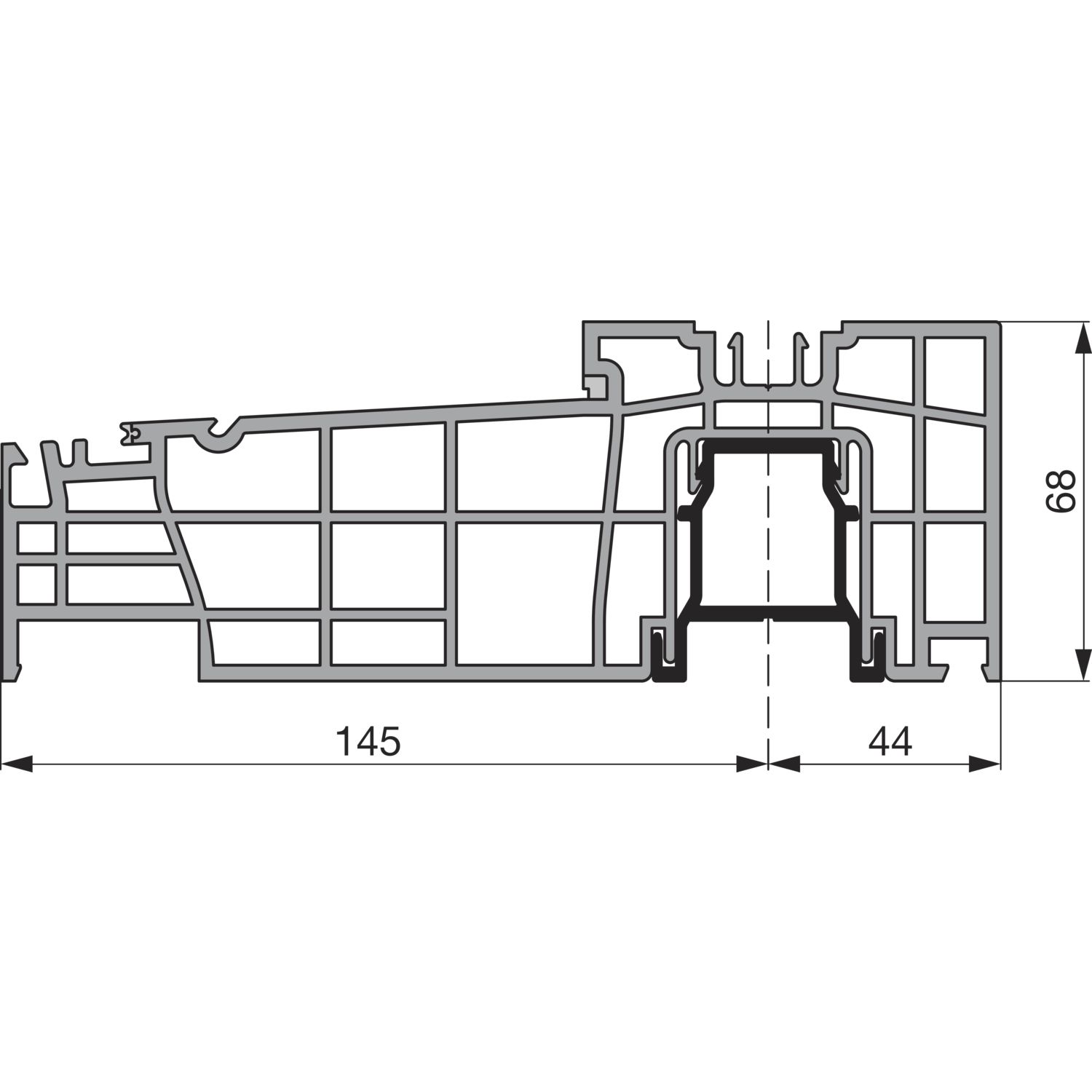 GU Thermostep 204 Grundkörper Bodenschwelle L=3000 mm silber