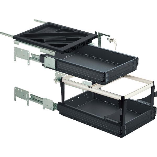 HETTICH Systema Top 2000 Container-Set Sil Sys,Voll-/Überauszug,ET 530,schw.