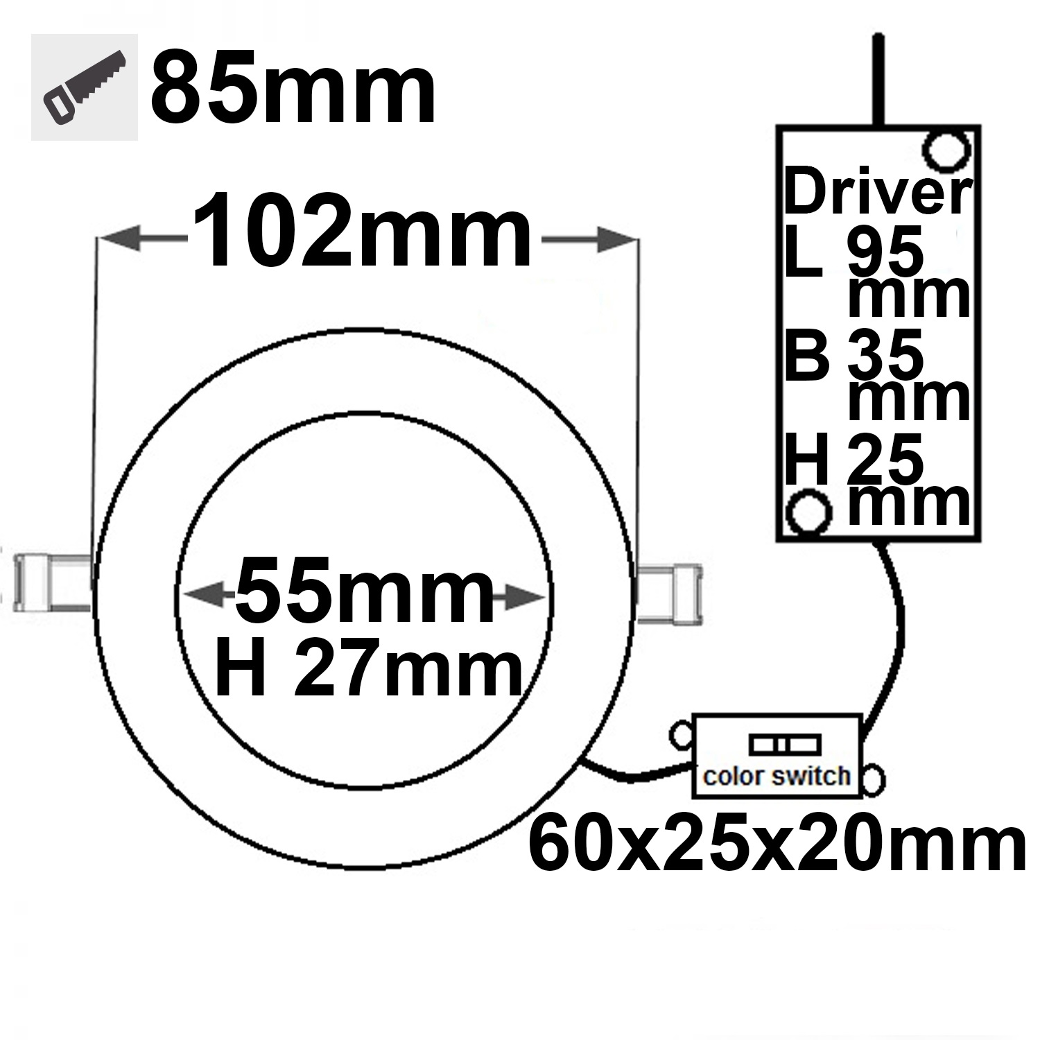 ISOLED LED Downlight 8W ultraflach ColorSwitch 2600|3100|4000K dimmbar