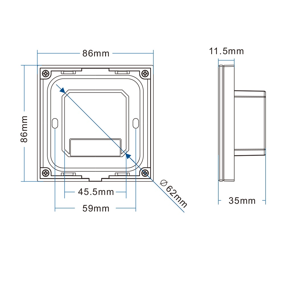 ISOLED Sys-Pro RGB+W 4 Zonen Einbau-Touch-Fernbedienung + DMX Output weiß 230V
