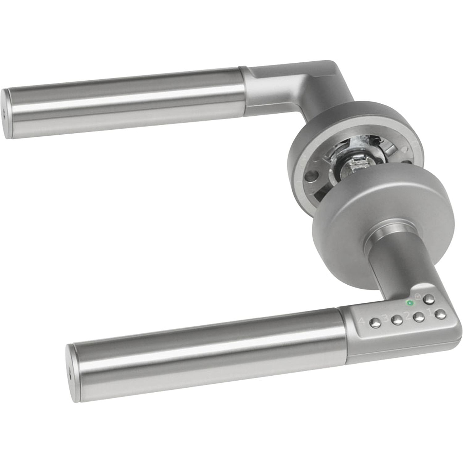 ASSA ABLOY Sicherheitsdrückergarnitur CODE HANDLE "A", TS 35 - 80, links, verchromt matt