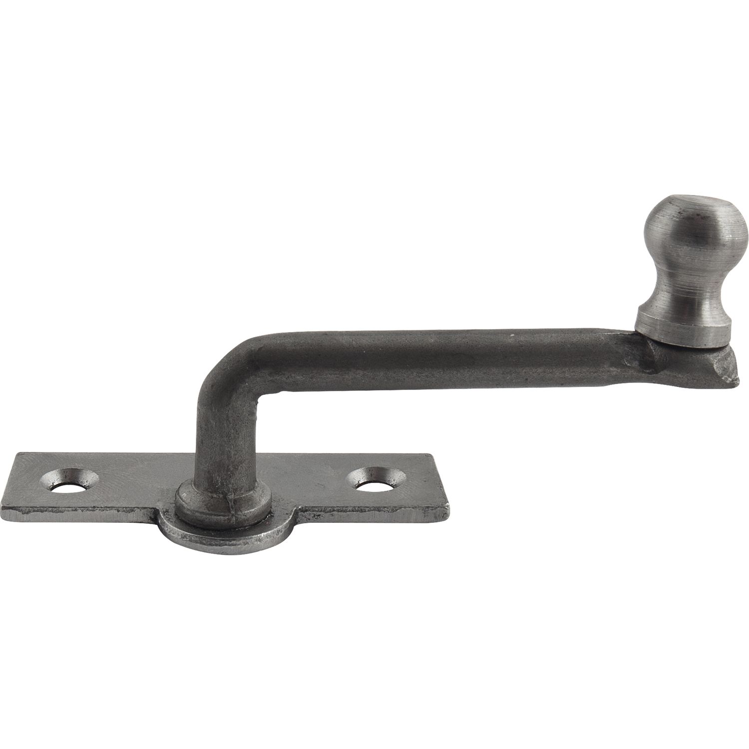 Fensterreiber m. Eisenknopf auf eckiger, austrag. Platte, 20 mm, Stahl blank