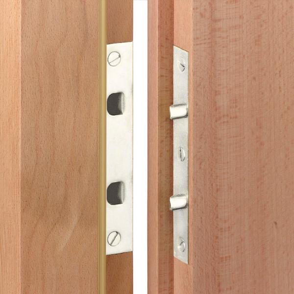 Simonswerk Türblattsicherung-Set, 140 x 24 x 3 mm eckig, Stahl verzinkt silberfärbig